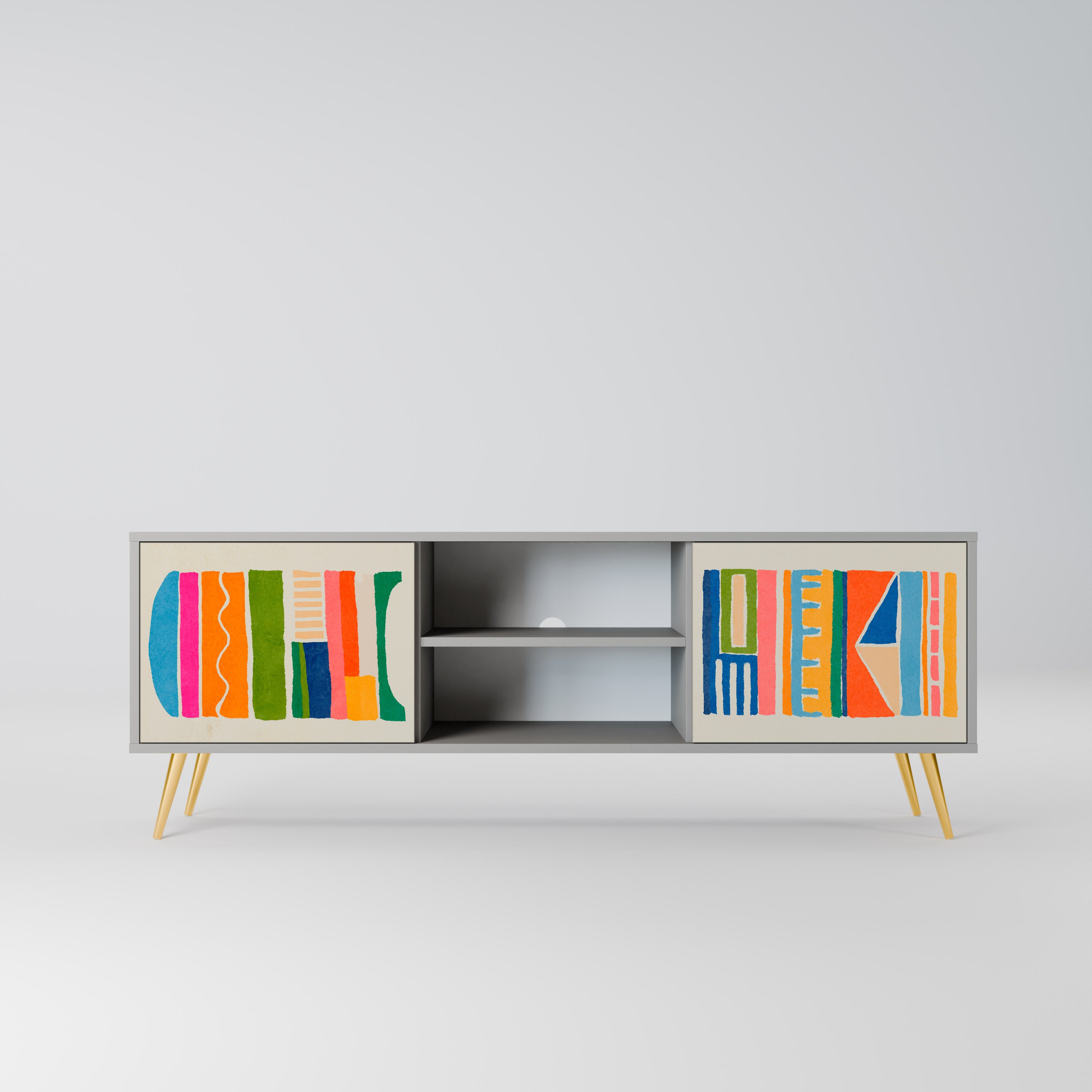 GEOMETRIC SHINE Szafka RTV 2-drzwiowa korpus Szary