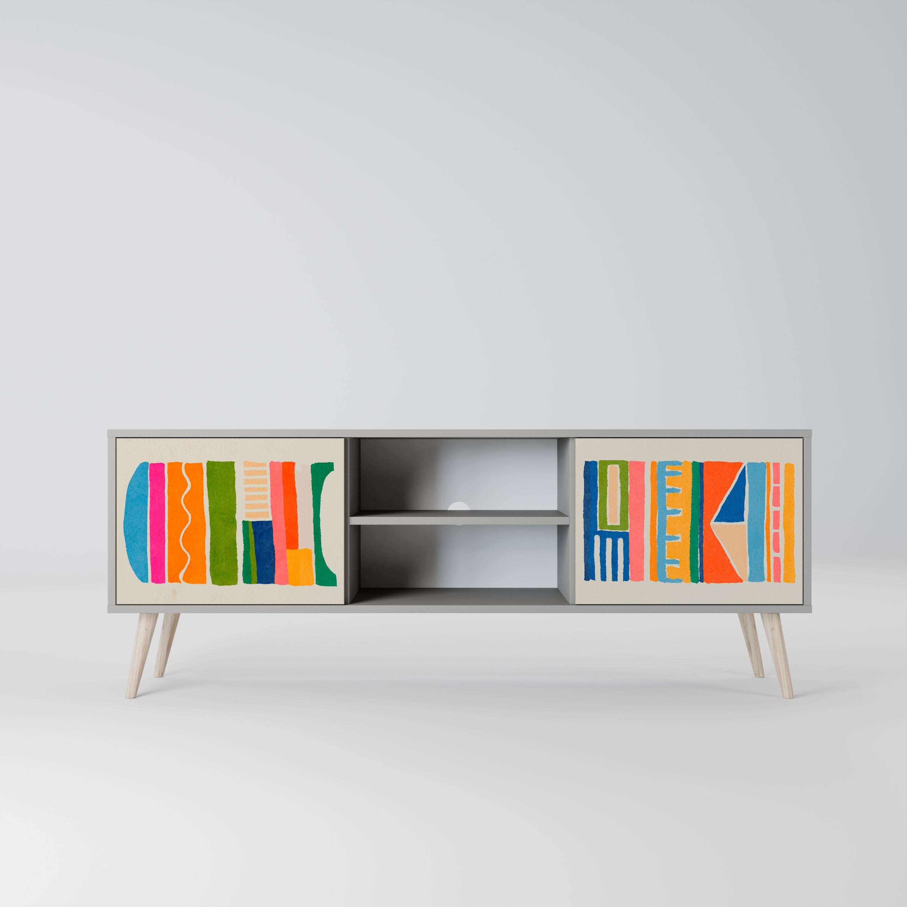 GEOMETRIC SHINE Szafka RTV 2-drzwiowa korpus Szary