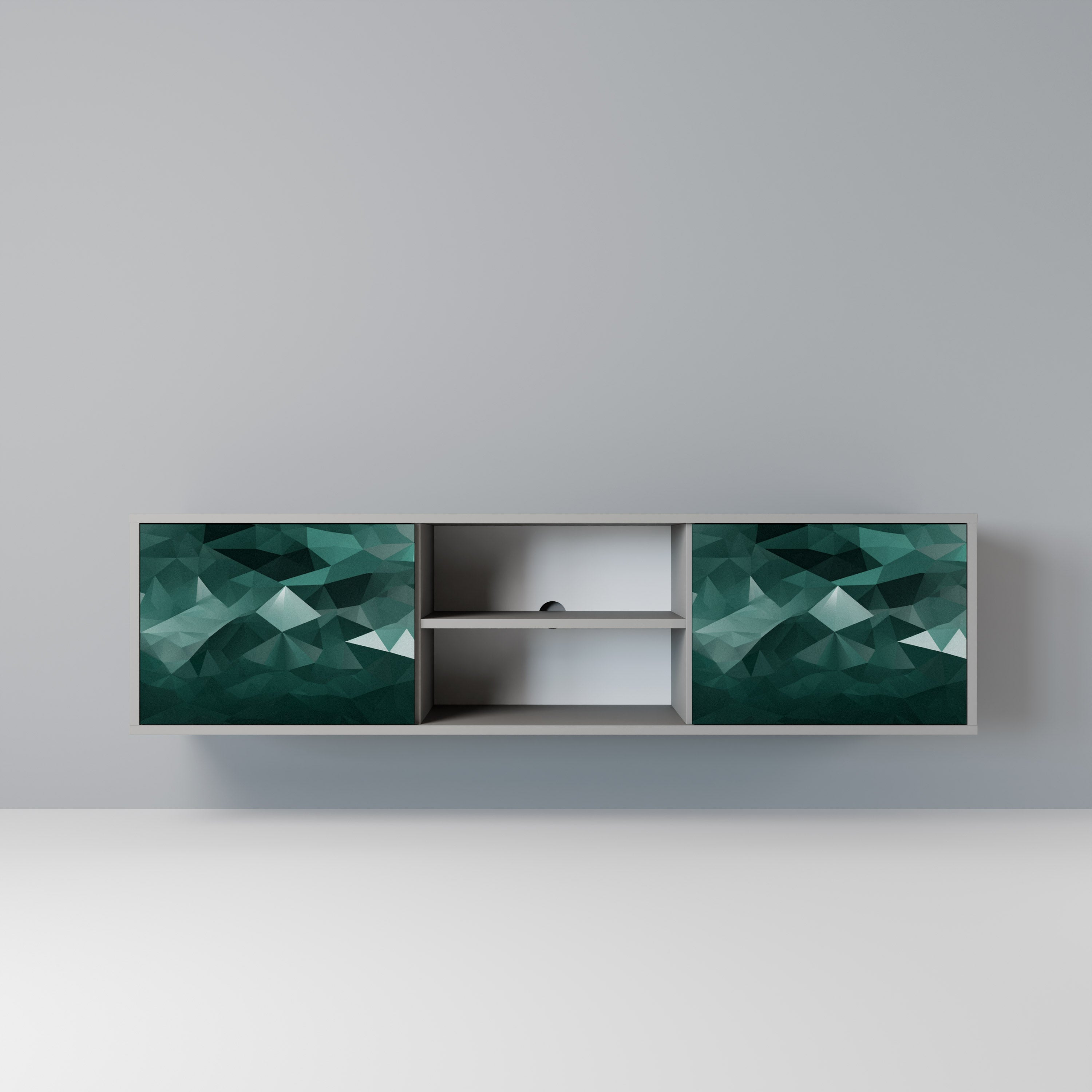POLYGONAL FLOATING Szafka RTV 2-drzwiowa korpus Szary