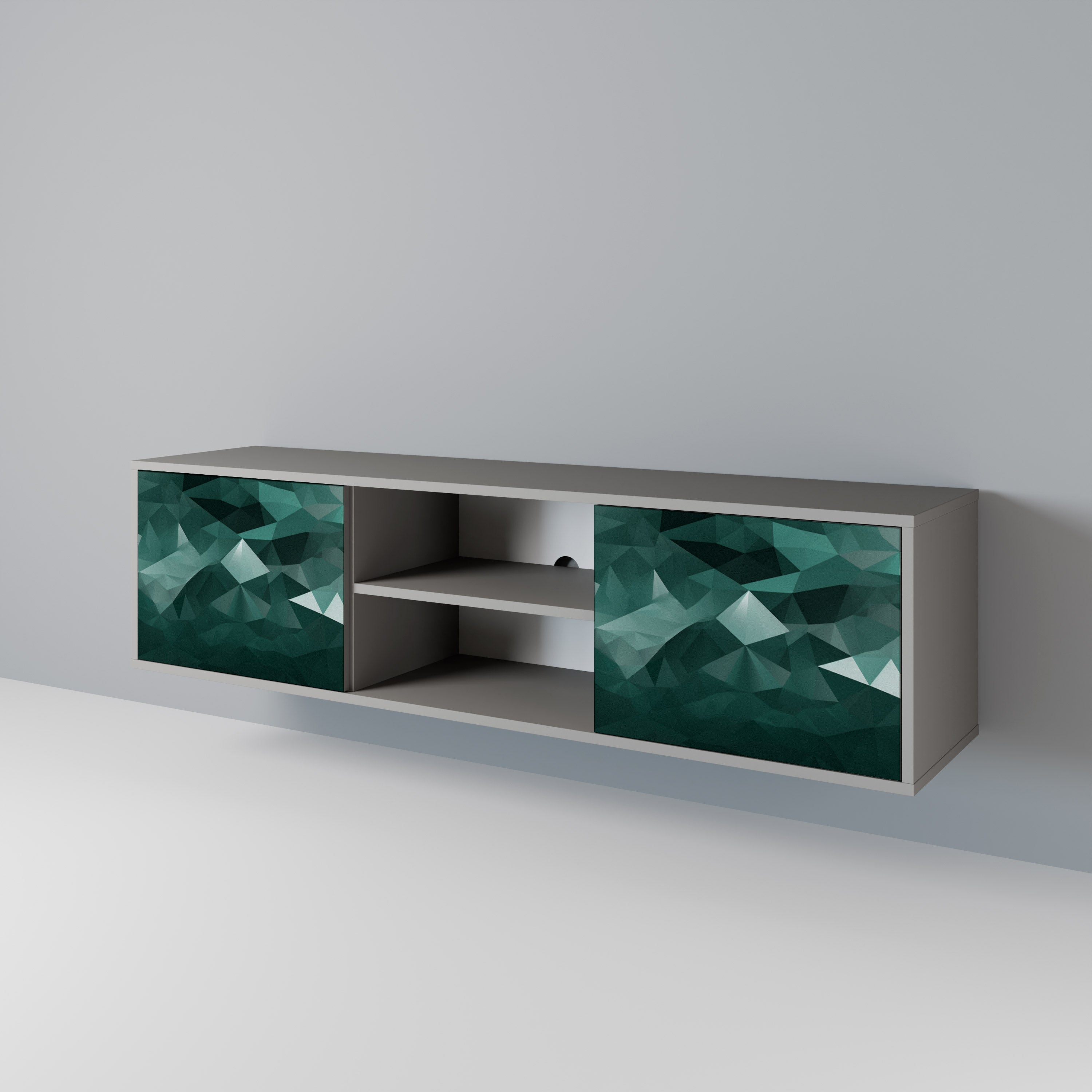 POLYGONAL FLOATING Szafka RTV 2-drzwiowa korpus Szary
