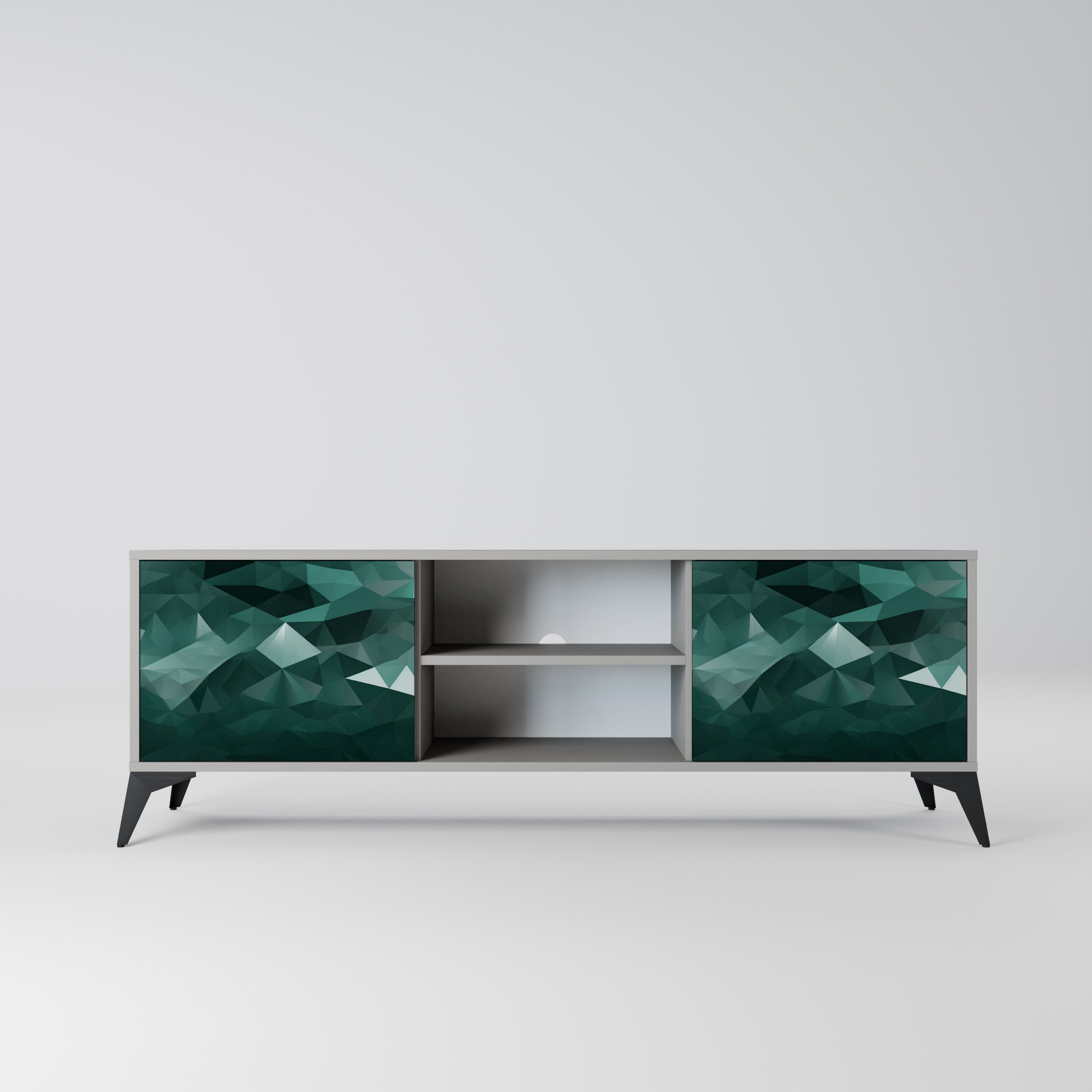 POLYGONAL FLOATING Szafka RTV 2-drzwiowa korpus Szary