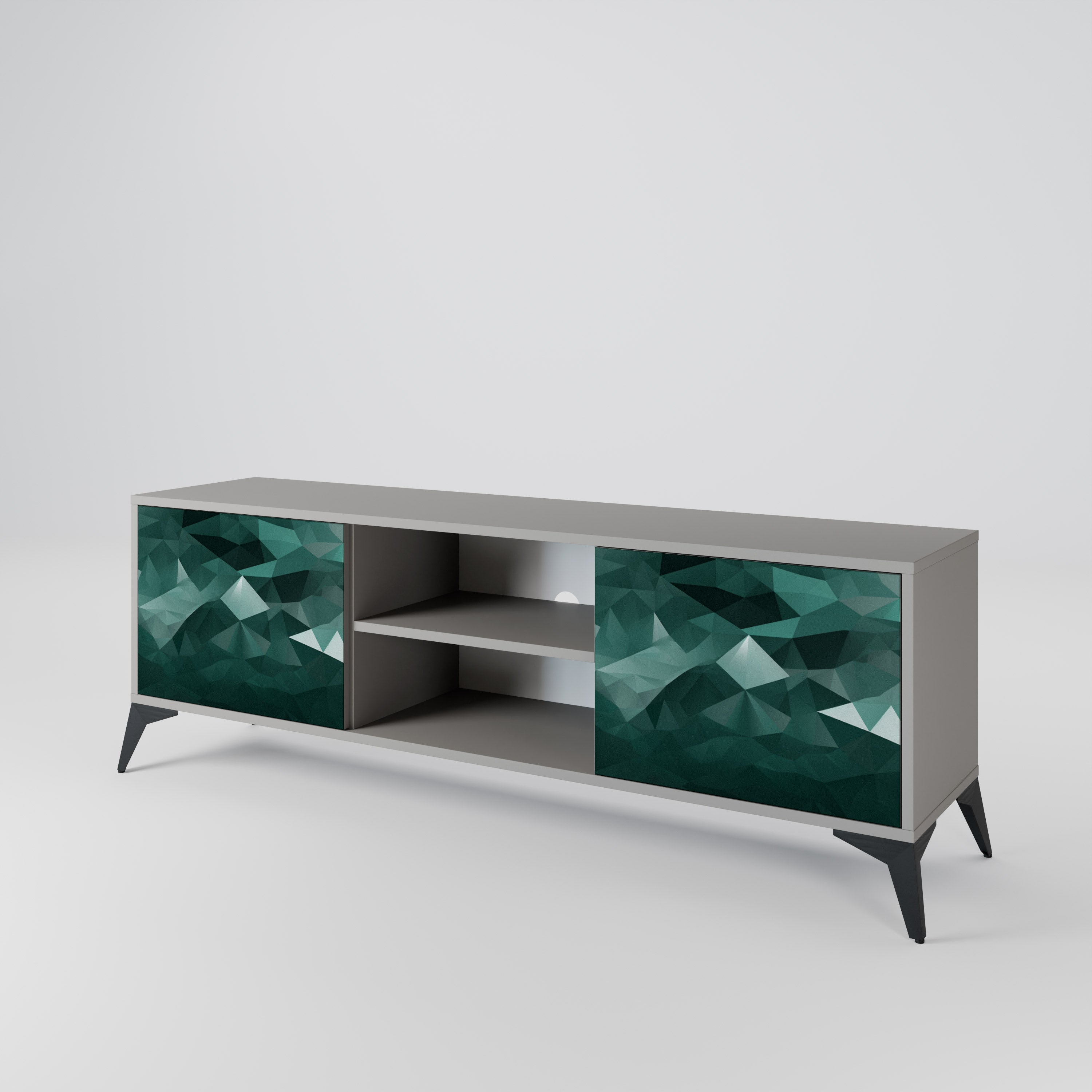 POLYGONAL FLOATING Szafka RTV 2-drzwiowa korpus Szary