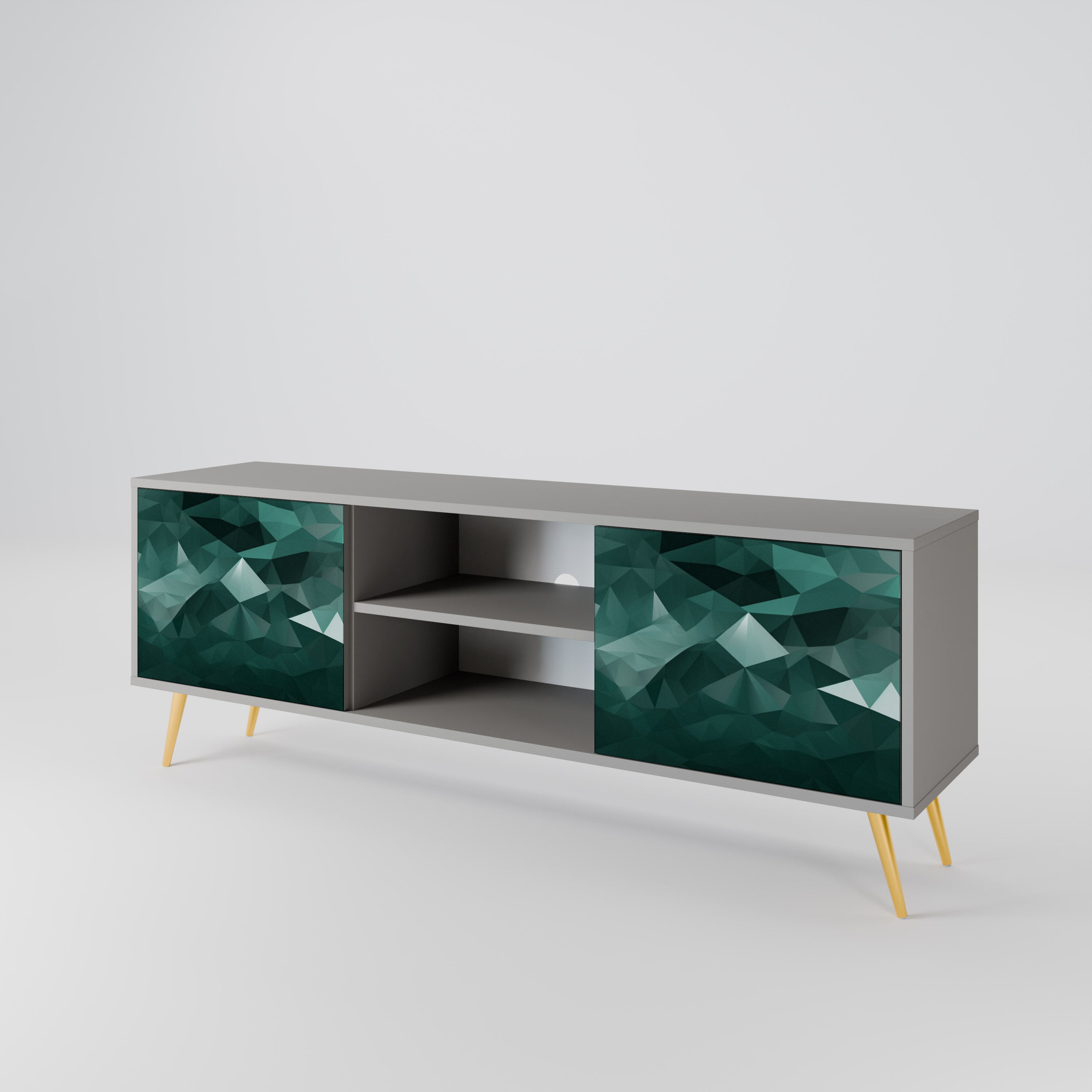 POLYGONAL FLOATING Szafka RTV 2-drzwiowa korpus Szary