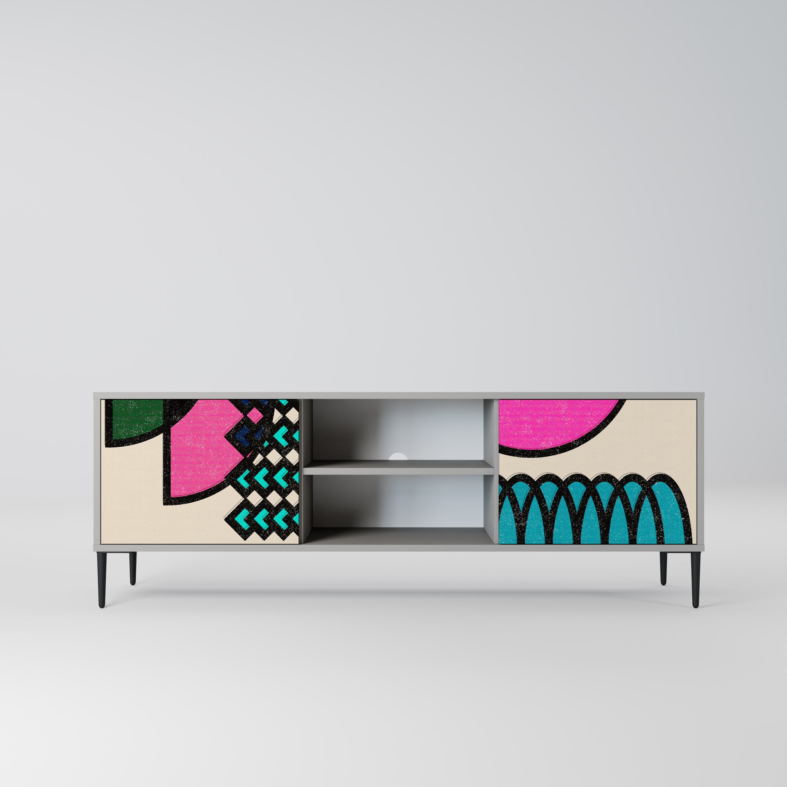 GEOMETRIC RHAPSODY Szafka RTV 2-drzwiowa korpus Szary