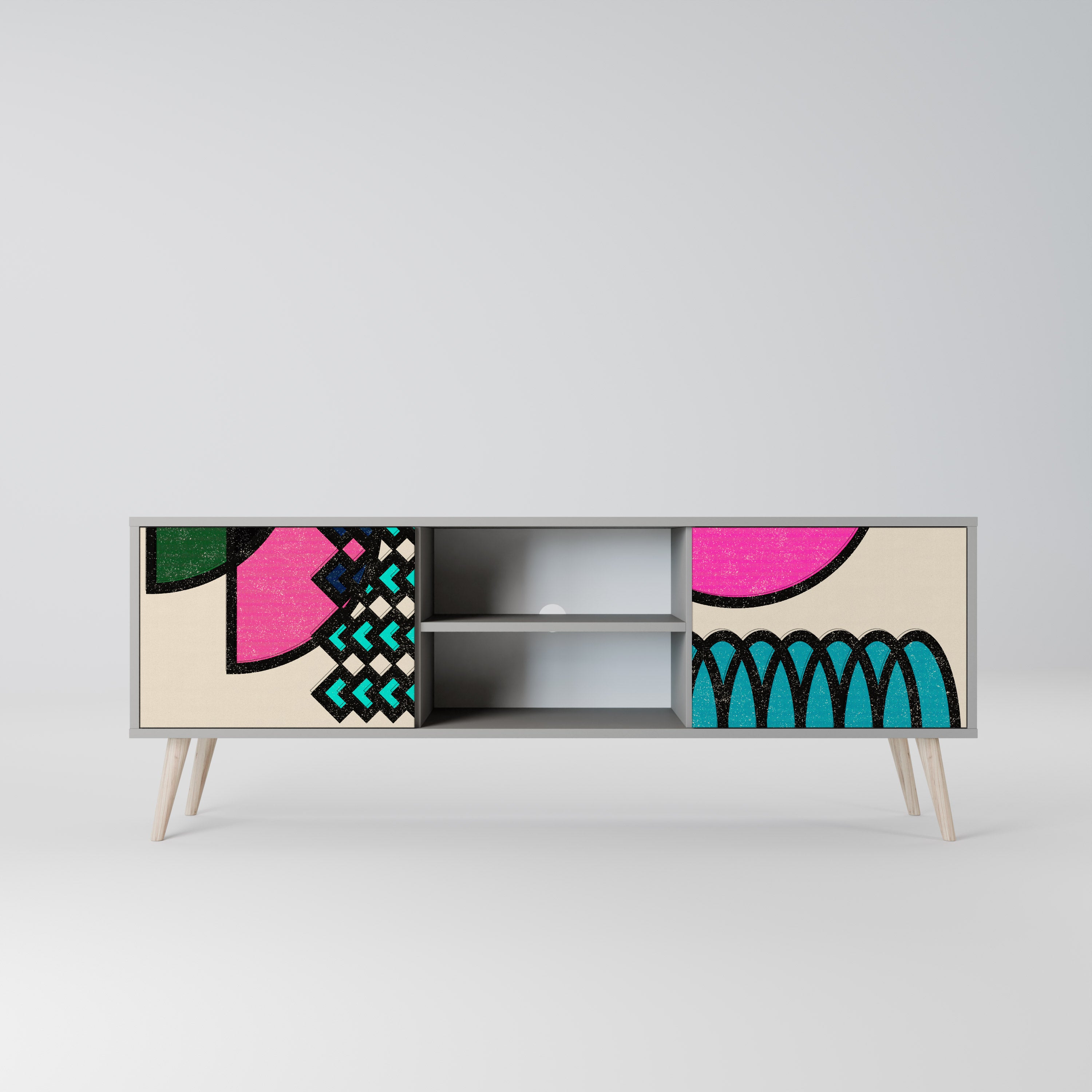 GEOMETRIC RHAPSODY Szafka RTV 2-drzwiowa korpus Szary