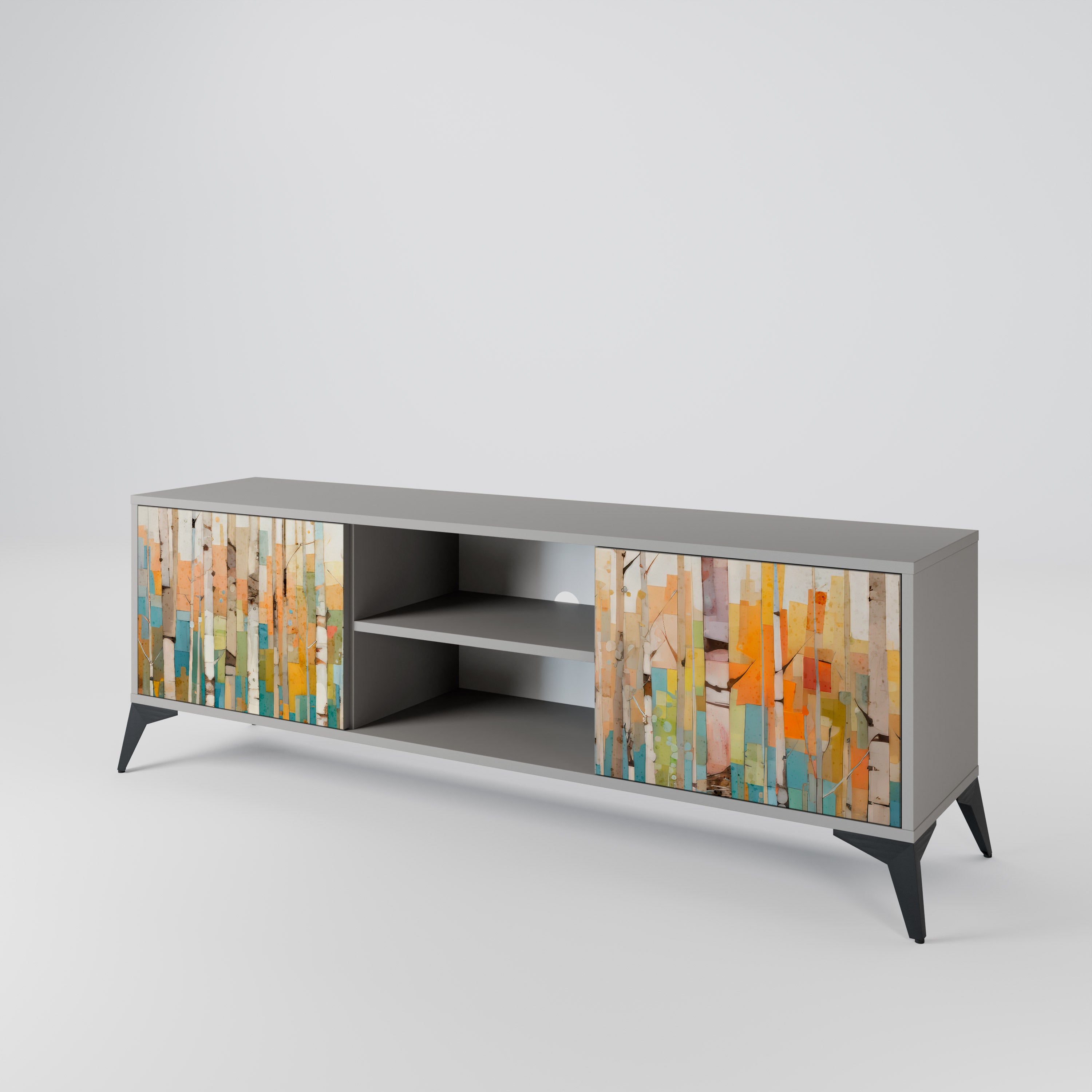 BIRCH KALEIDOSCOPE Szafka RTV 2-drzwiowa korpus Szary