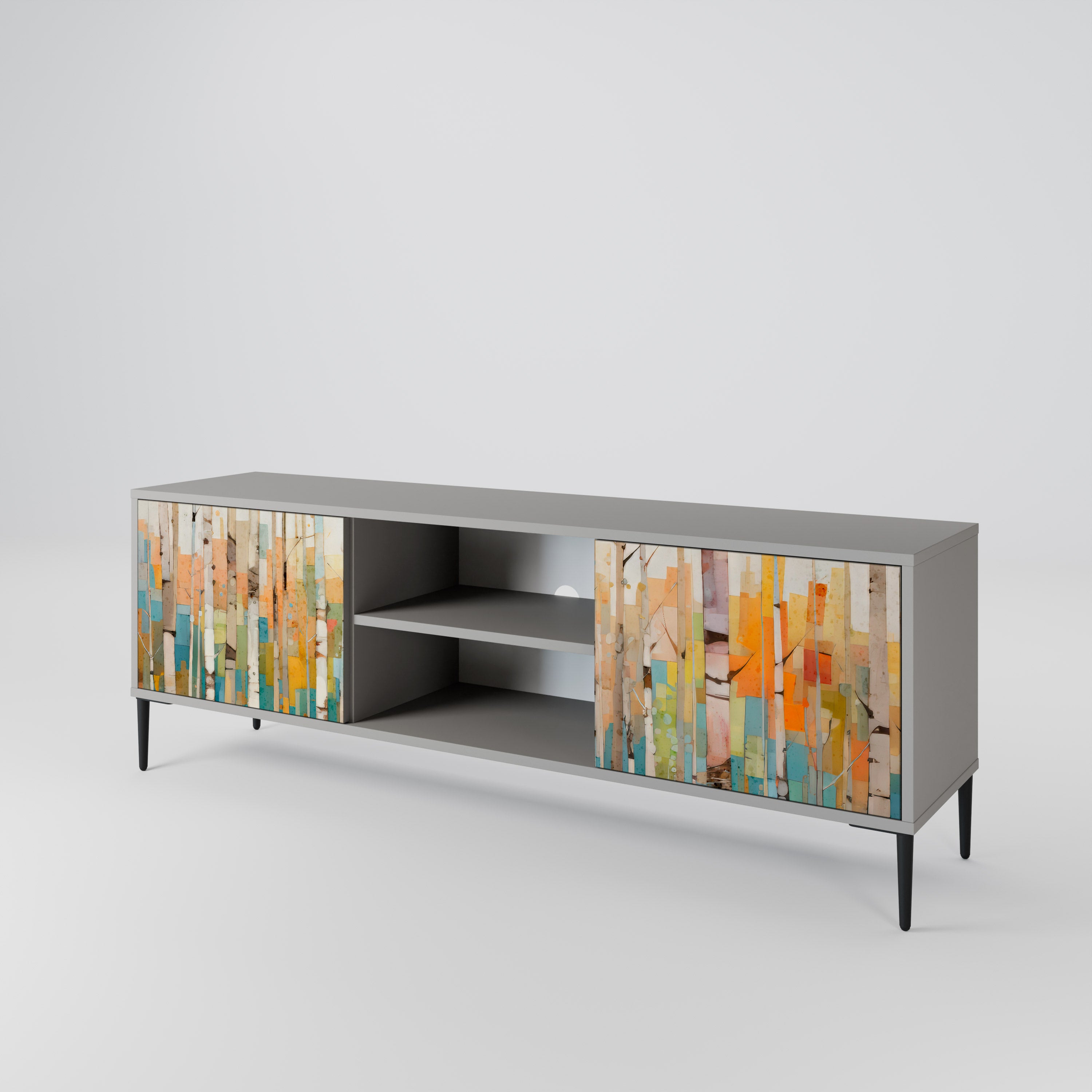 BIRCH KALEIDOSCOPE Szafka RTV 2-drzwiowa korpus Szary