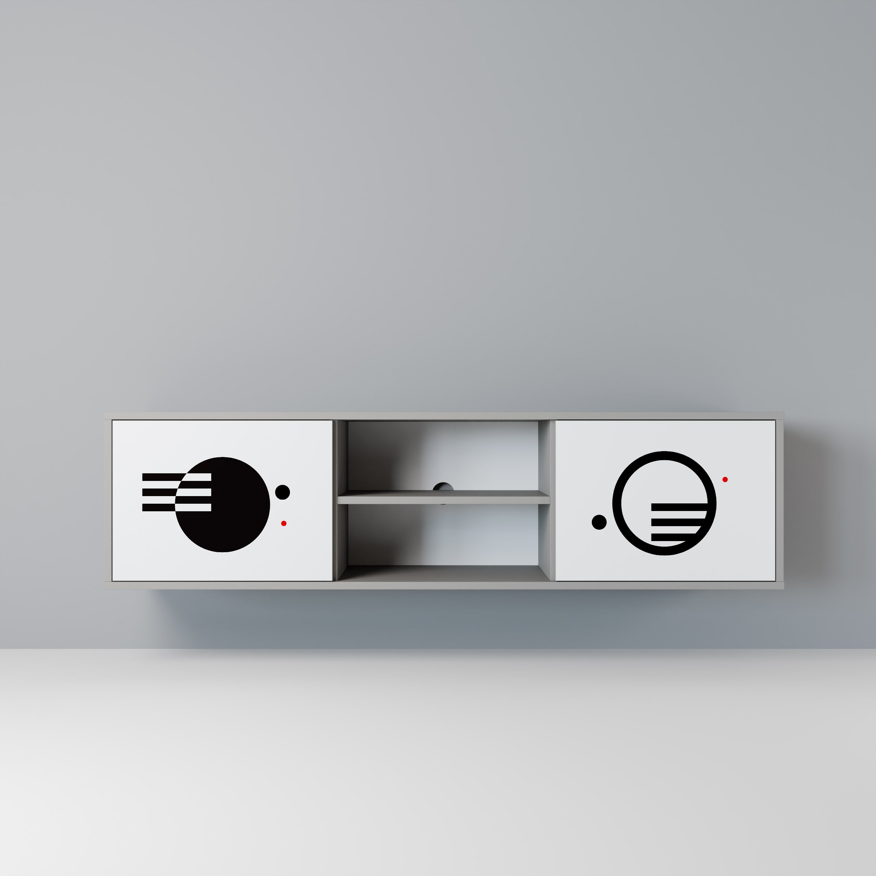 BLACK AND WHITE COMBINATION Szafka RTV 2-drzwiowa korpus Szary