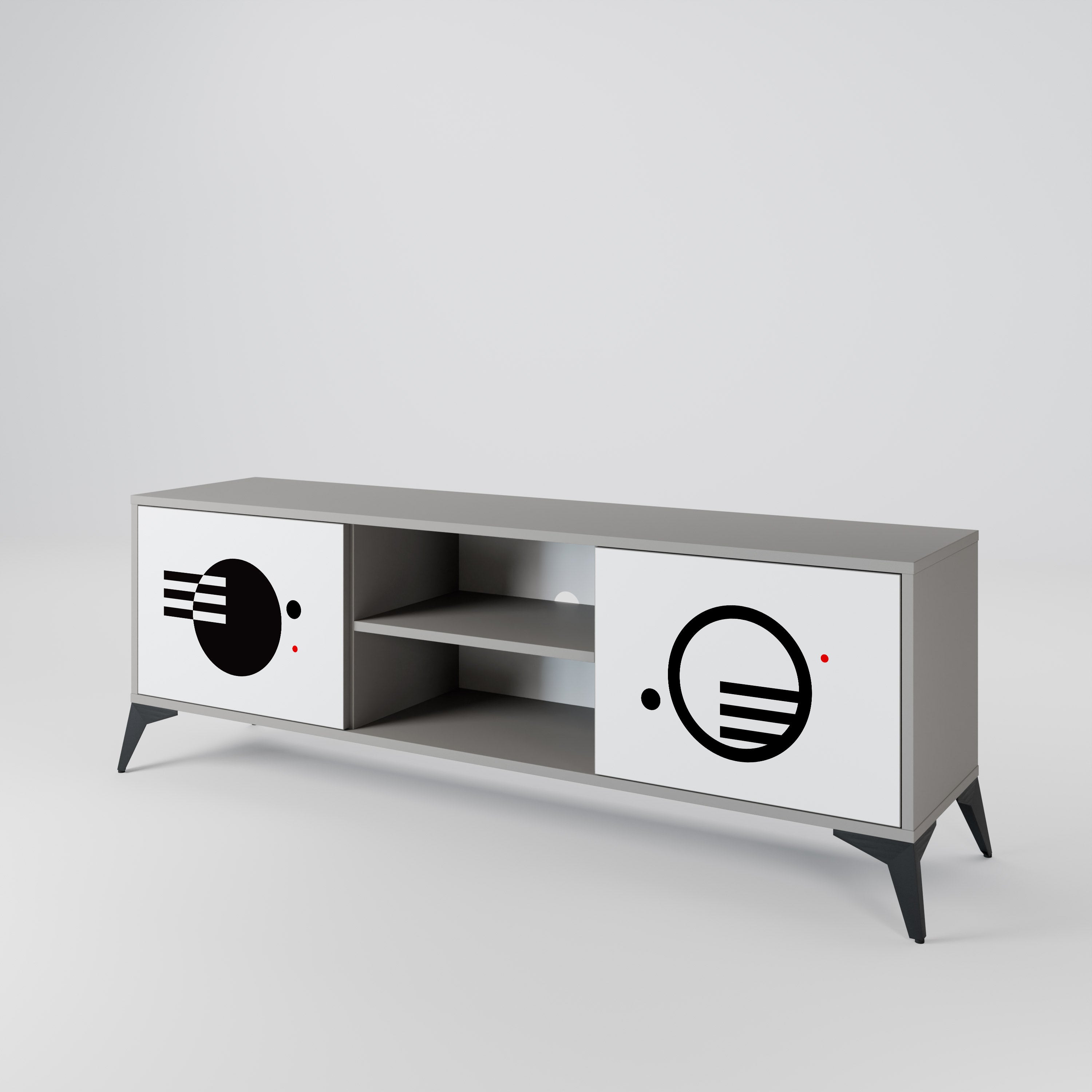 BLACK AND WHITE COMBINATION Szafka RTV 2-drzwiowa korpus Szary