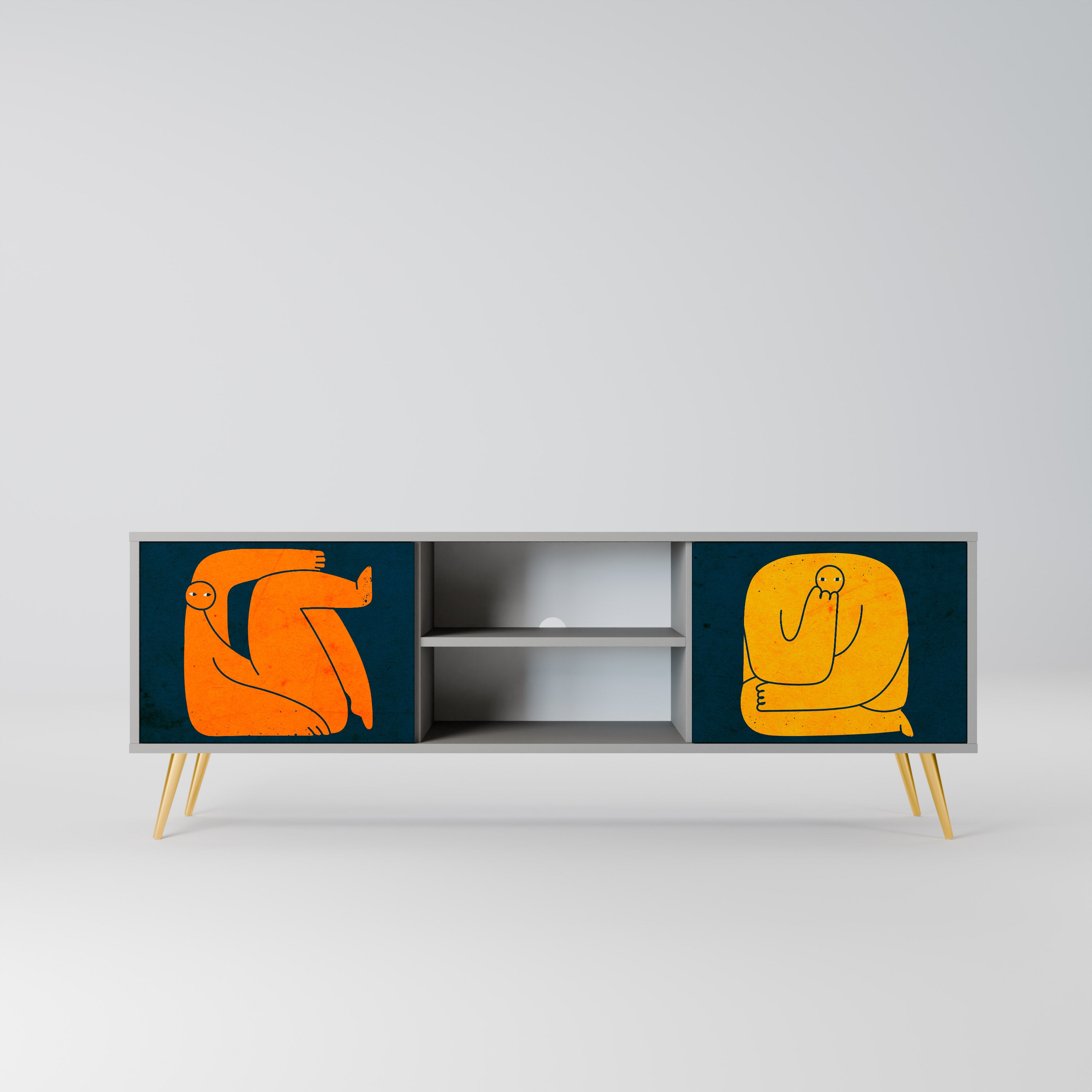 TOGETHER BUT SEPARATELY Szafka RTV 2-drzwiowa korpus Szary