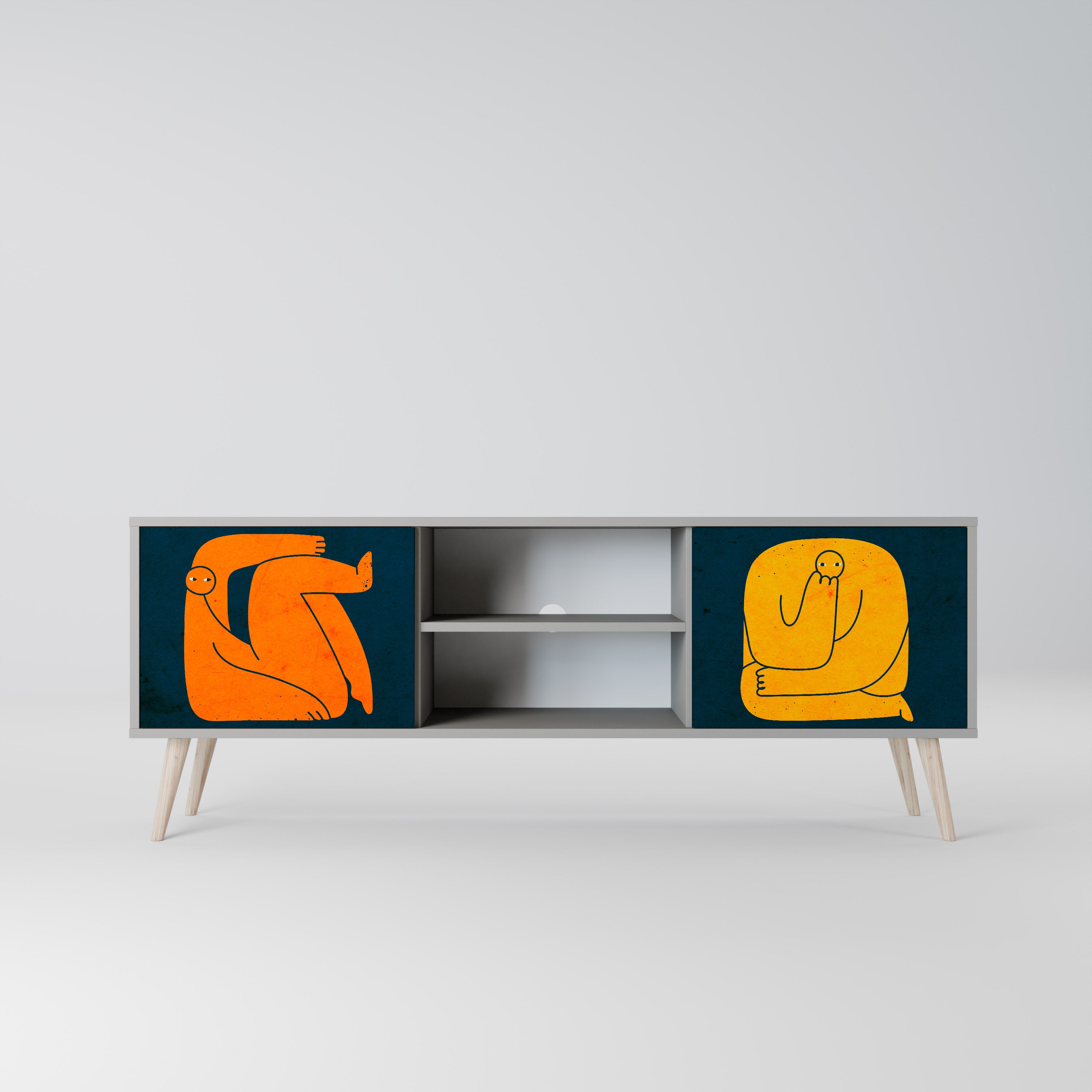 TOGETHER BUT SEPARATELY Szafka RTV 2-drzwiowa korpus Szary