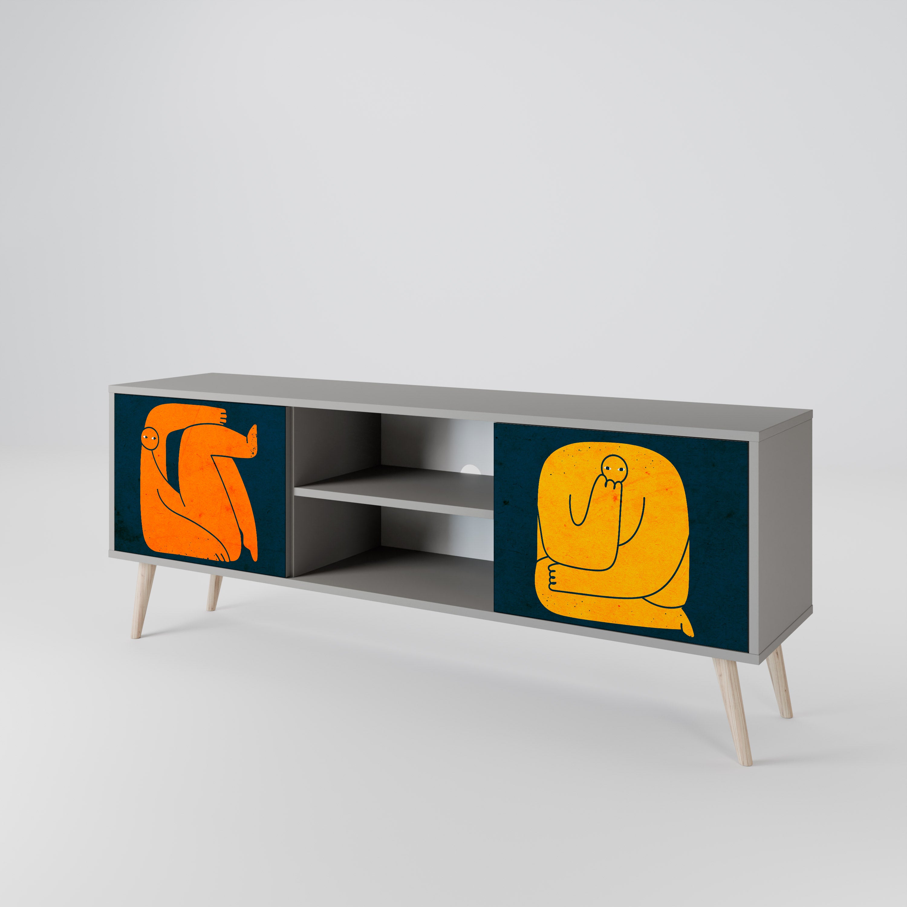 TOGETHER BUT SEPARATELY Szafka RTV 2-drzwiowa korpus Szary