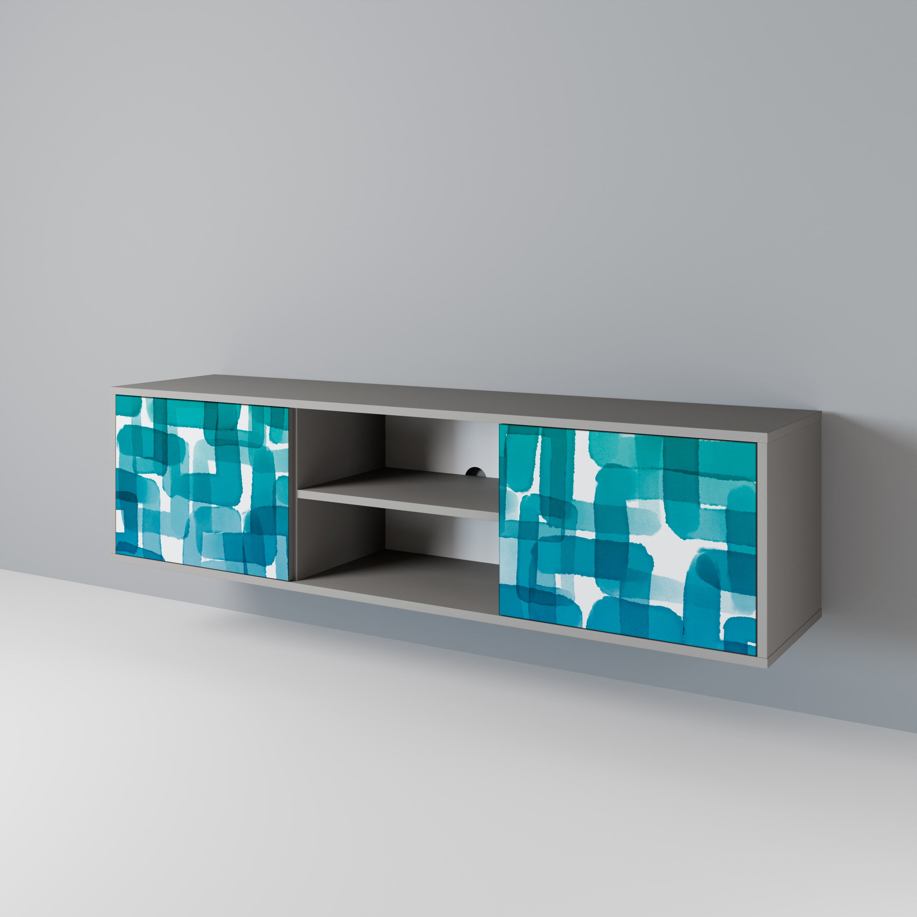 TURQUOISE RECTANGLES Szafka RTV 2-drzwiowa korpus Szary