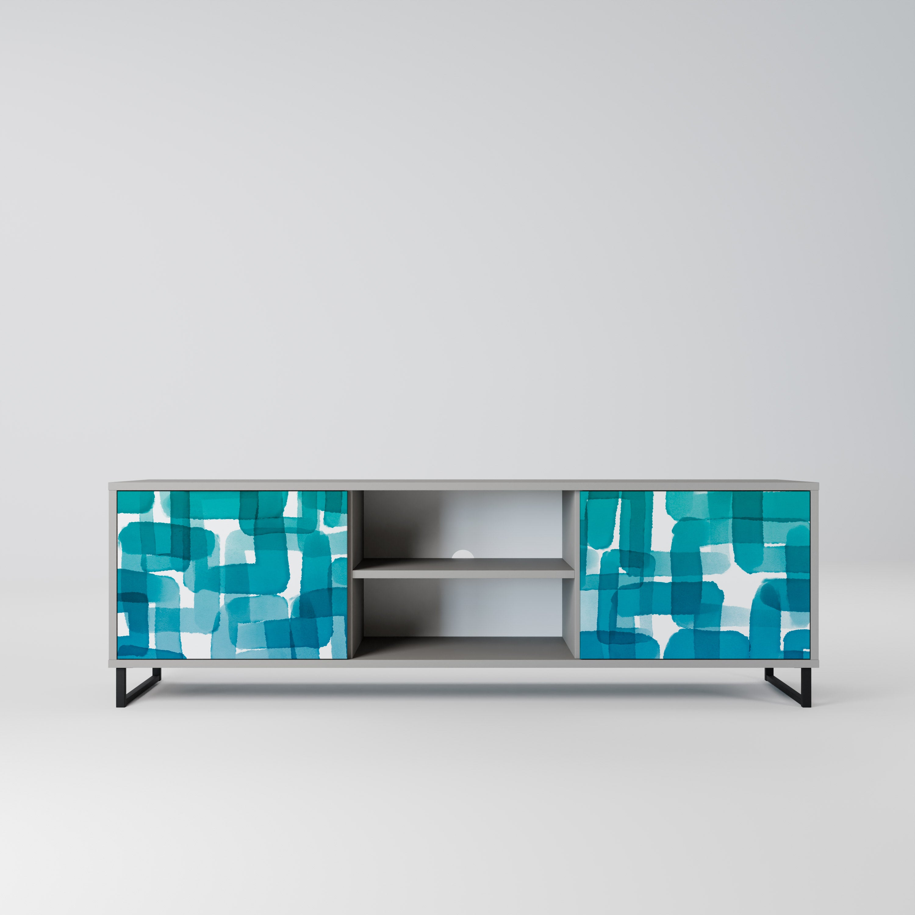 TURQUOISE RECTANGLES Szafka RTV 2-drzwiowa korpus Szary