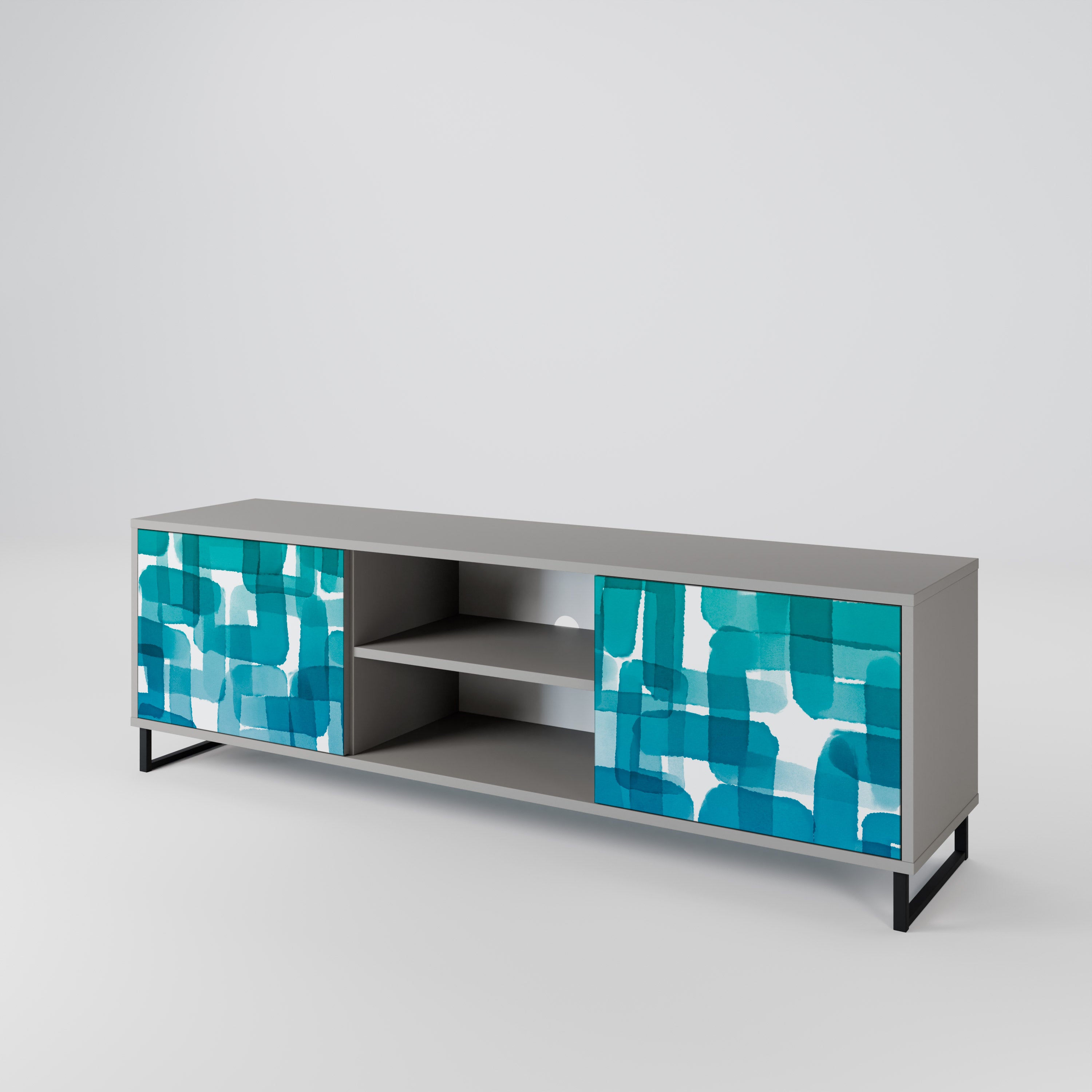 TURQUOISE RECTANGLES Szafka RTV 2-drzwiowa korpus Szary