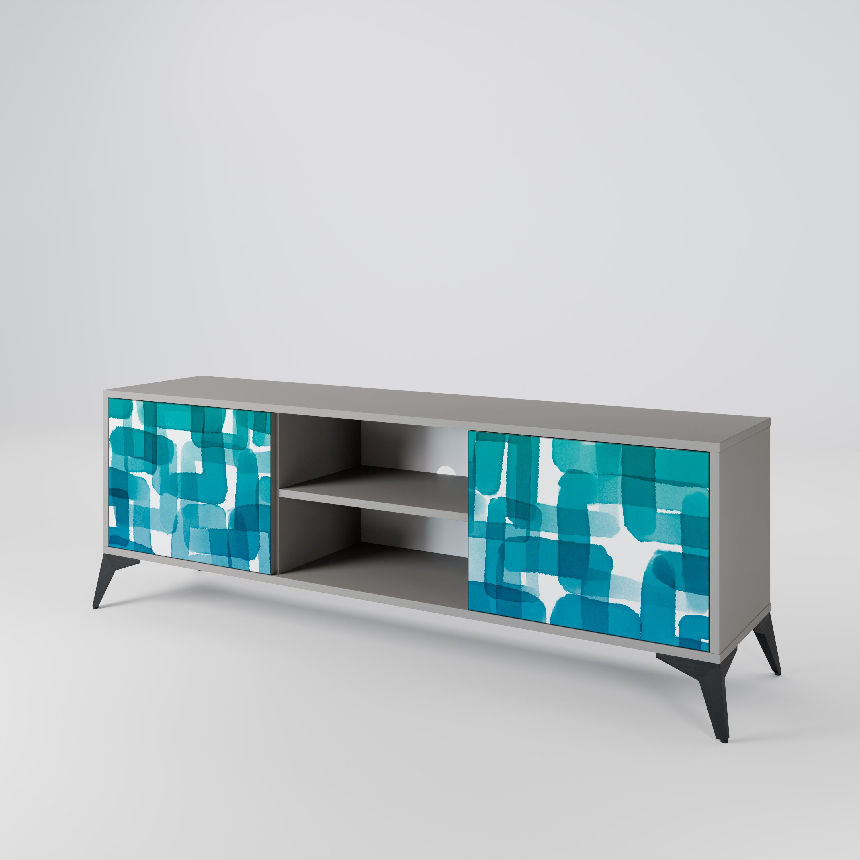 TURQUOISE RECTANGLES Szafka RTV 2-drzwiowa korpus Szary