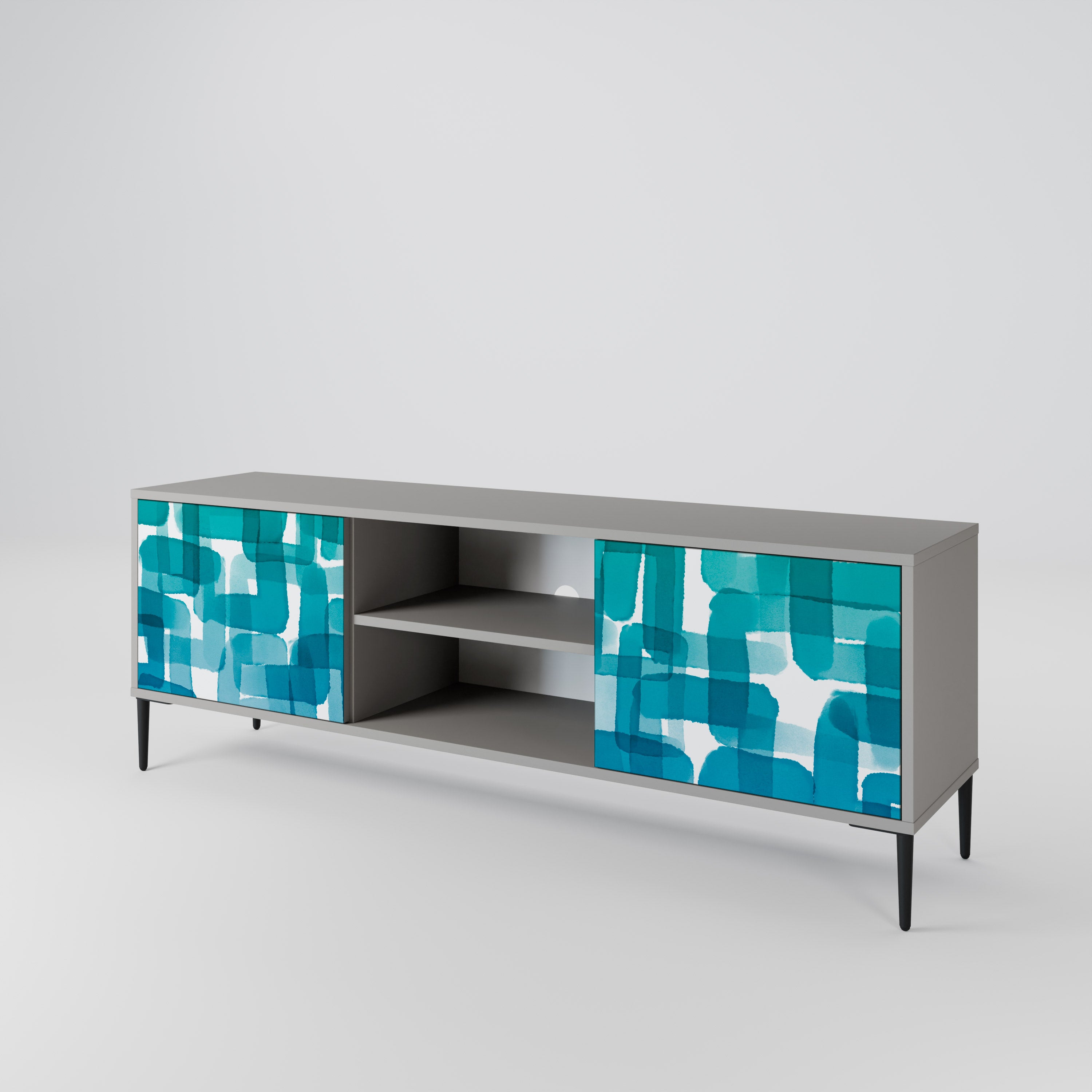 TURQUOISE RECTANGLES Szafka RTV 2-drzwiowa korpus Szary