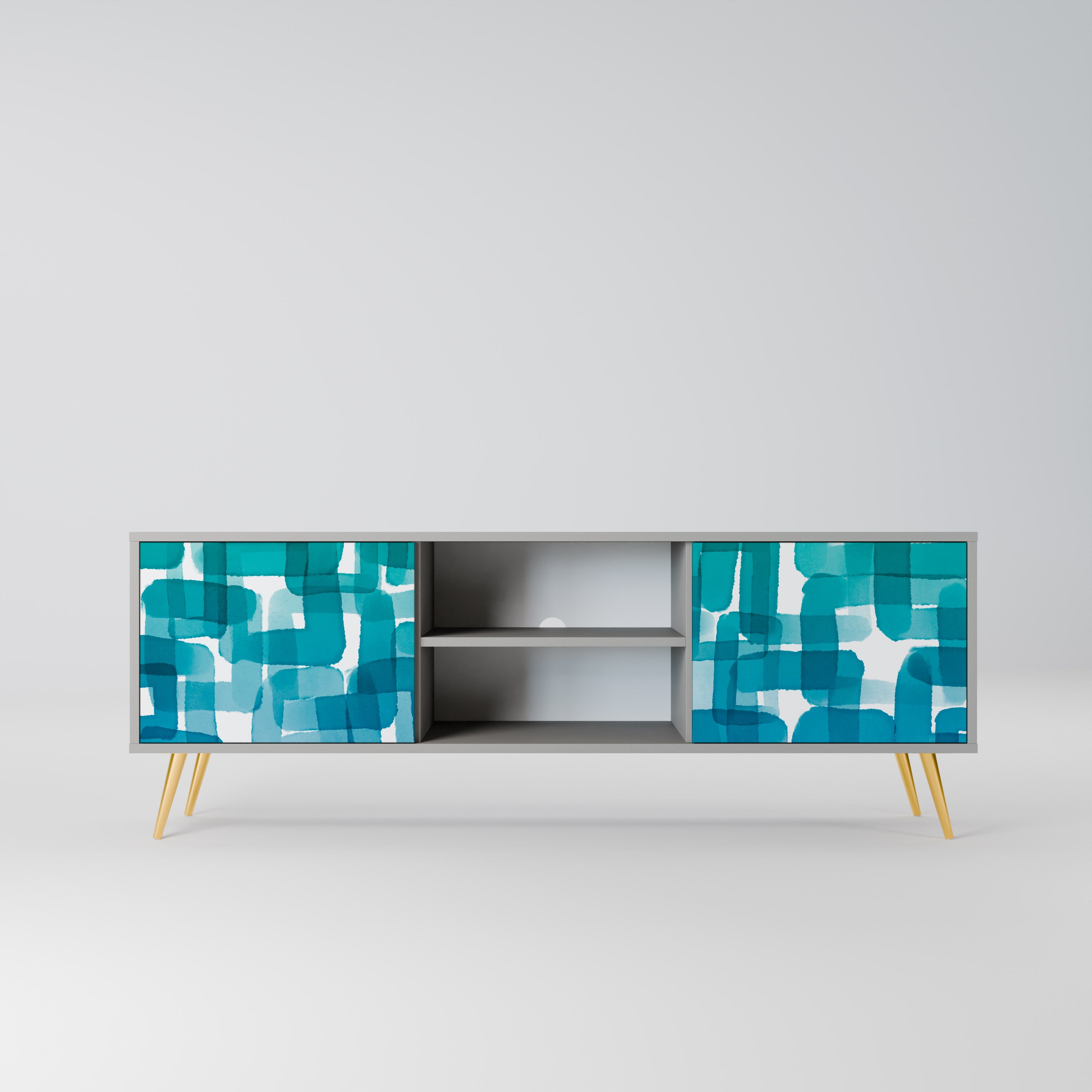 TURQUOISE RECTANGLES Szafka RTV 2-drzwiowa korpus Szary