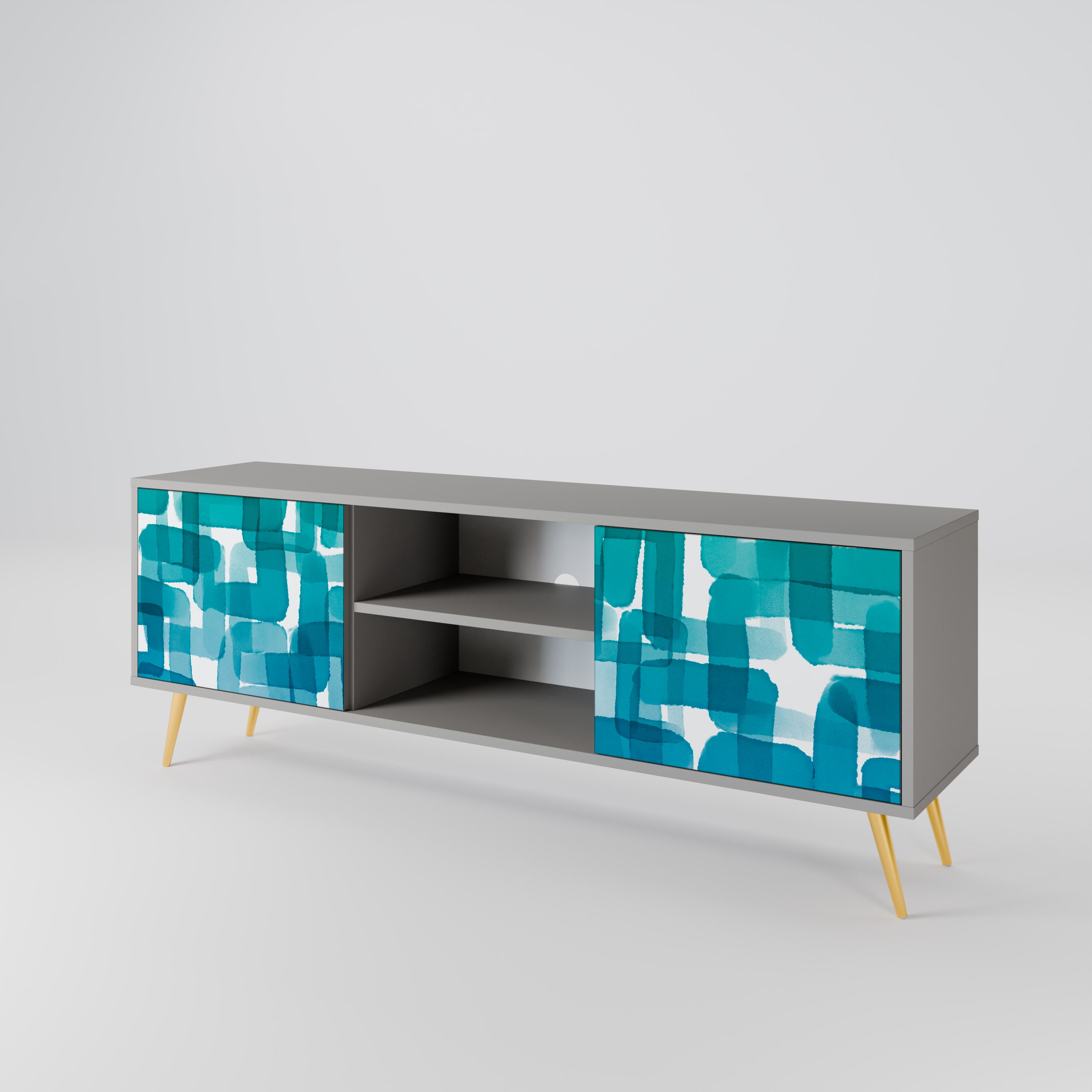 TURQUOISE RECTANGLES Szafka RTV 2-drzwiowa korpus Szary