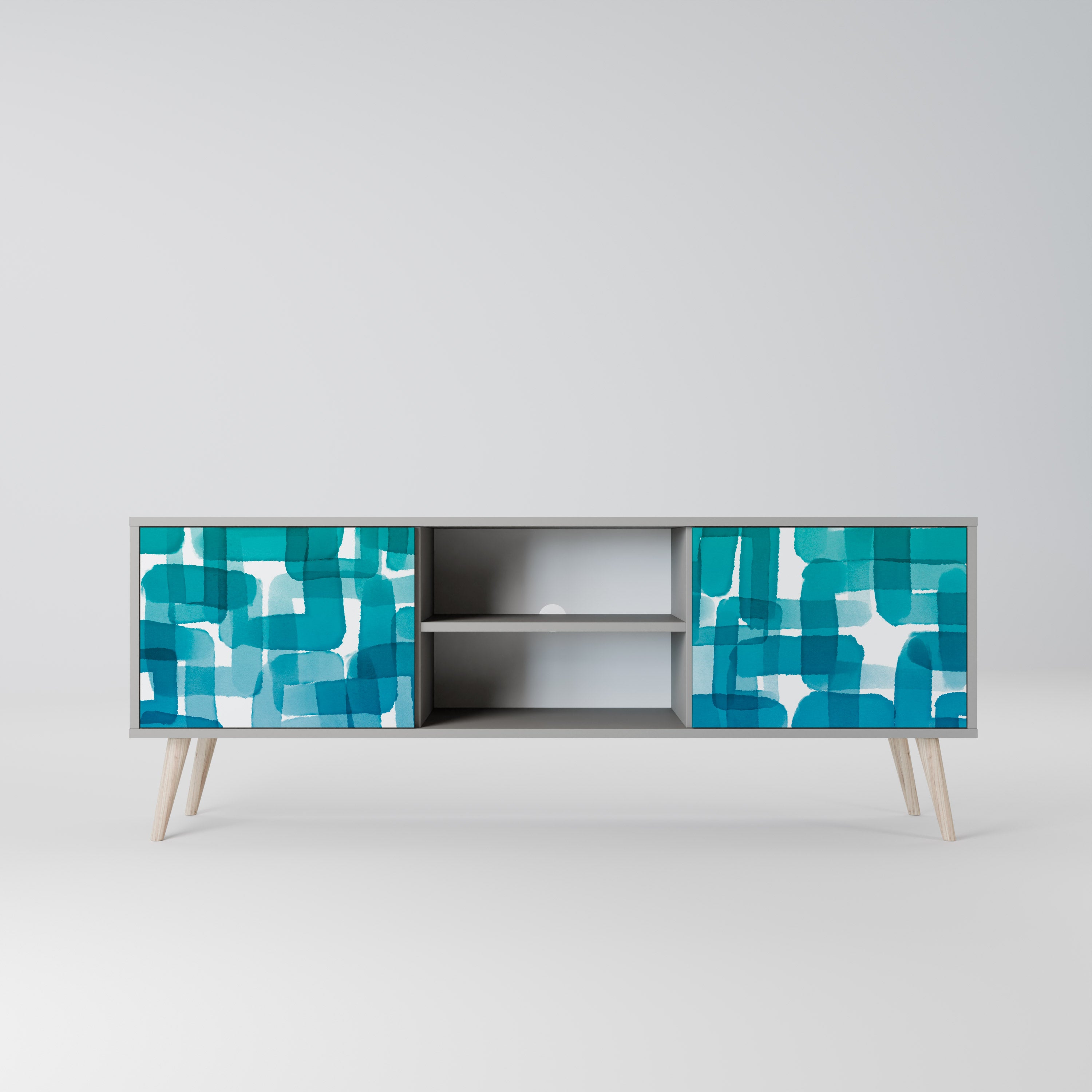 TURQUOISE RECTANGLES Szafka RTV 2-drzwiowa korpus Szary