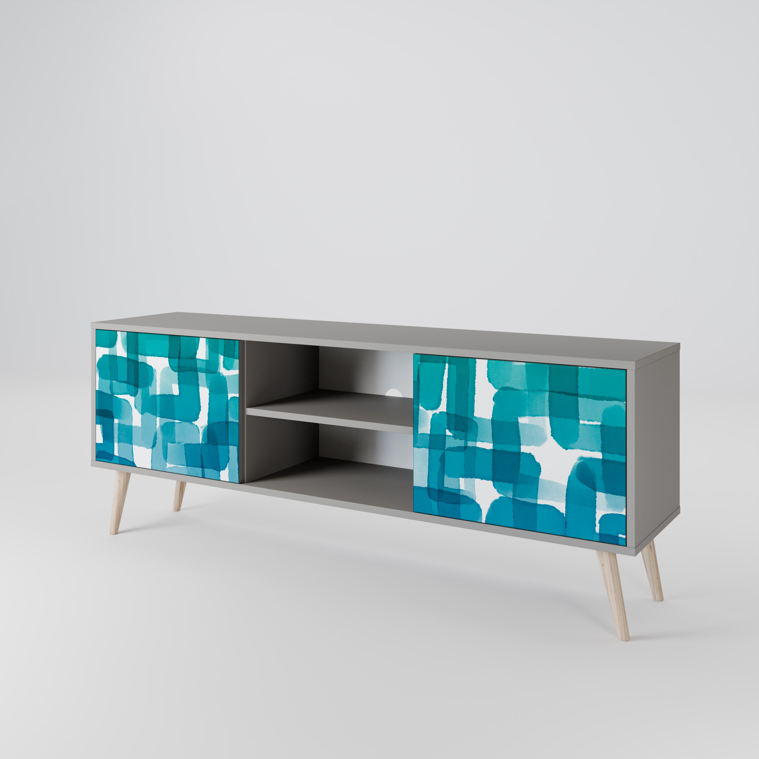 TURQUOISE RECTANGLES Szafka RTV 2-drzwiowa korpus Szary
