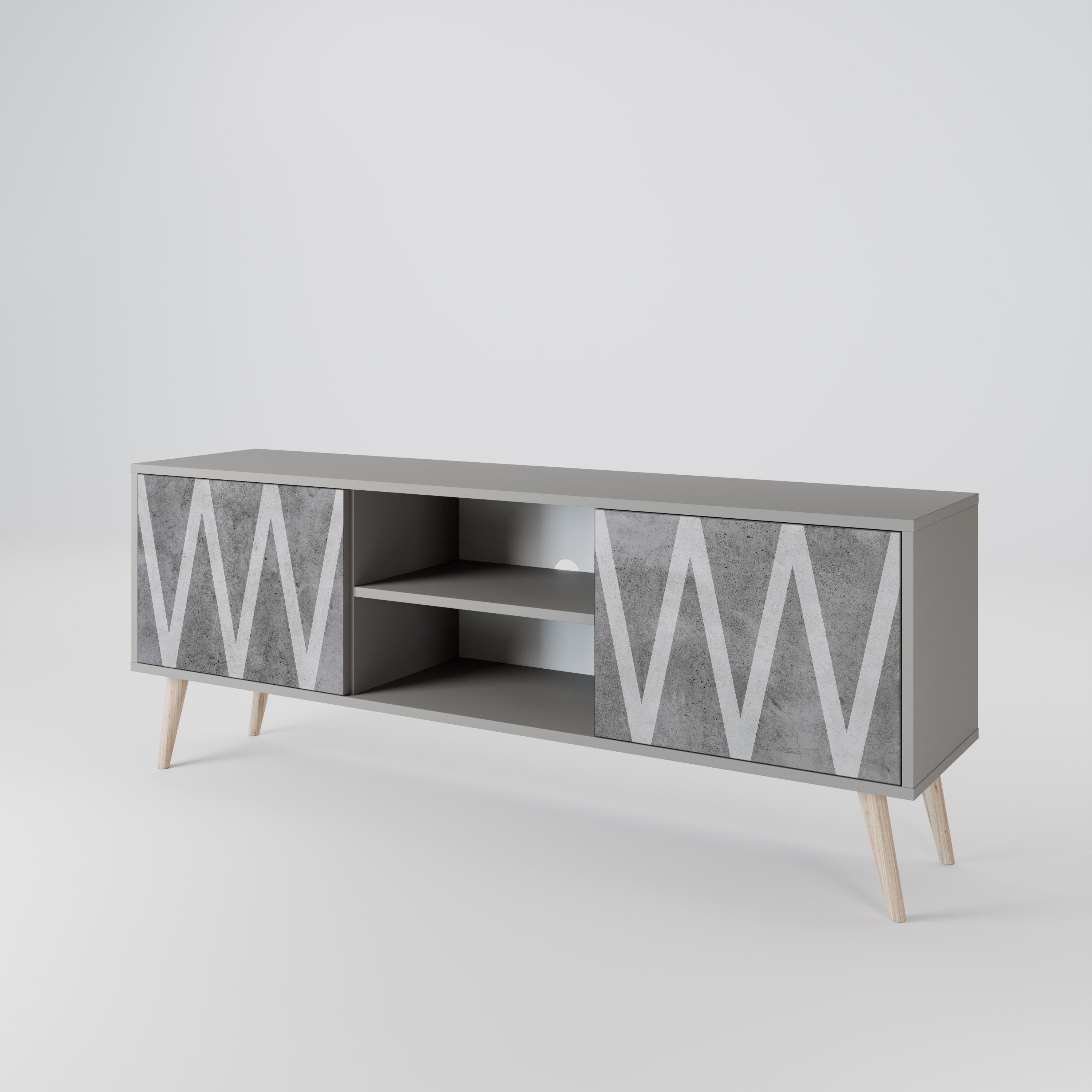 SOLID ZIG ZAG Szafka RTV 2-drzwiowa korpus Szary