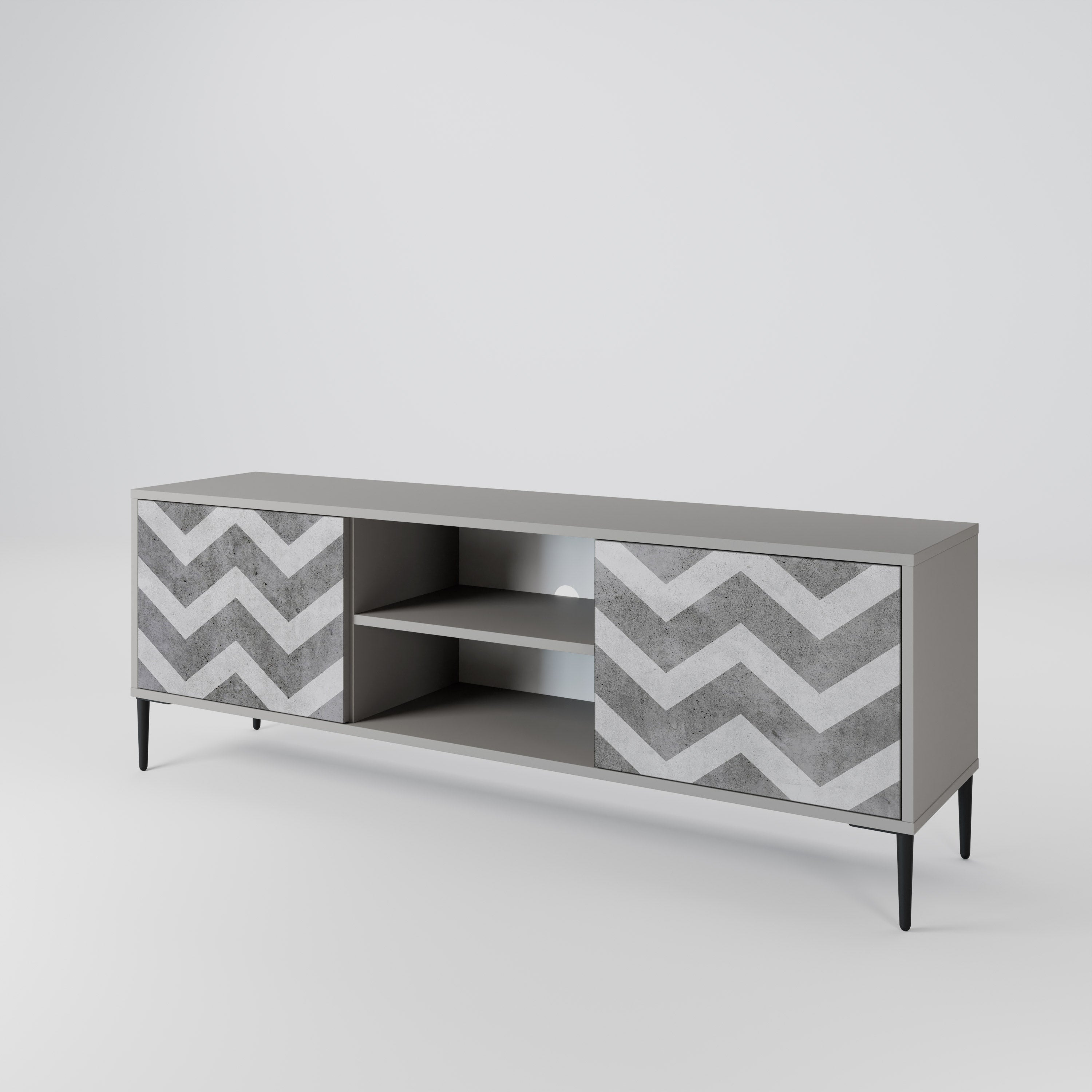 TOUGH ZIG ZAG Szafka RTV 2-drzwiowa korpus Szary