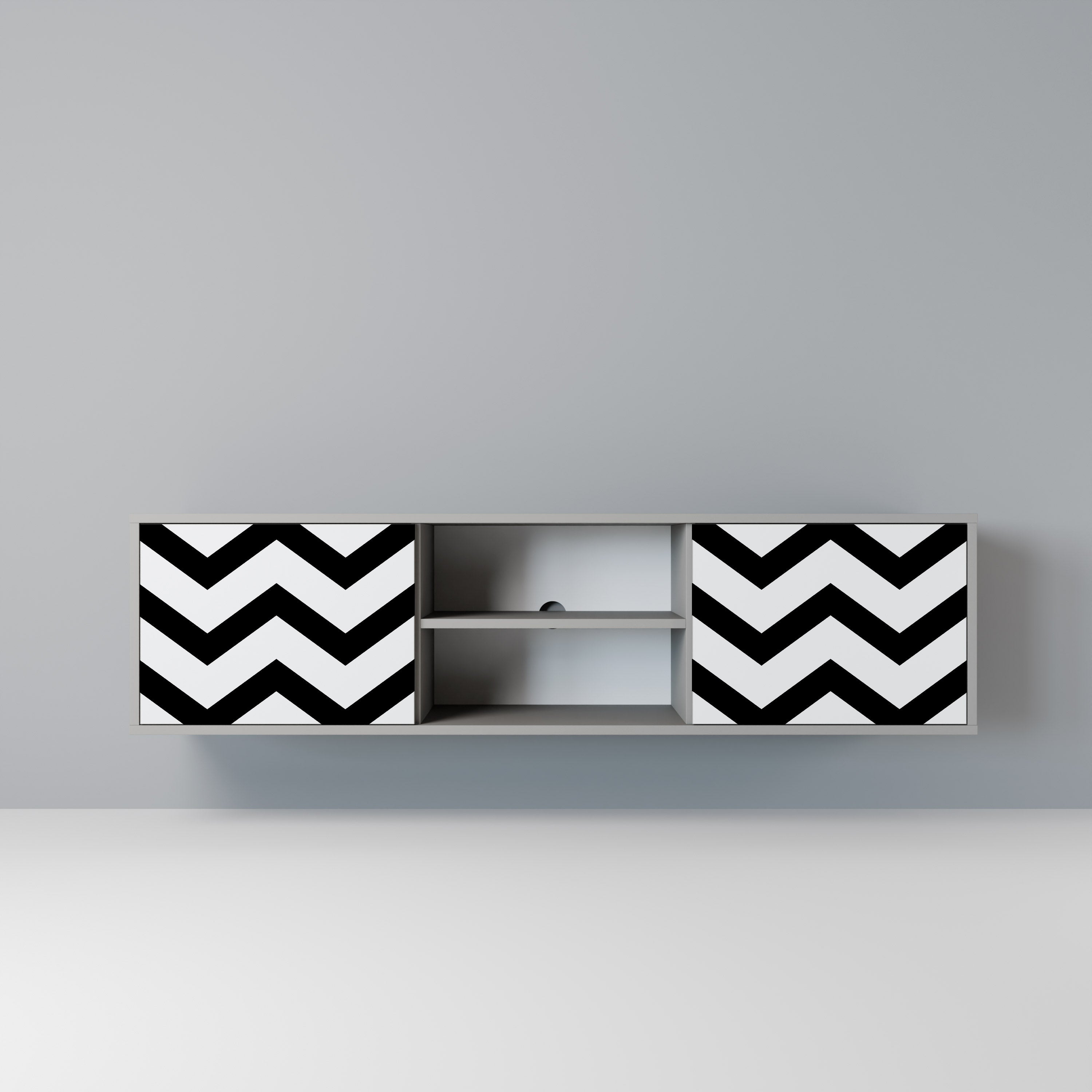 CLASSIC ZIG ZAG Szafka RTV 2-drzwiowa korpus Szary
