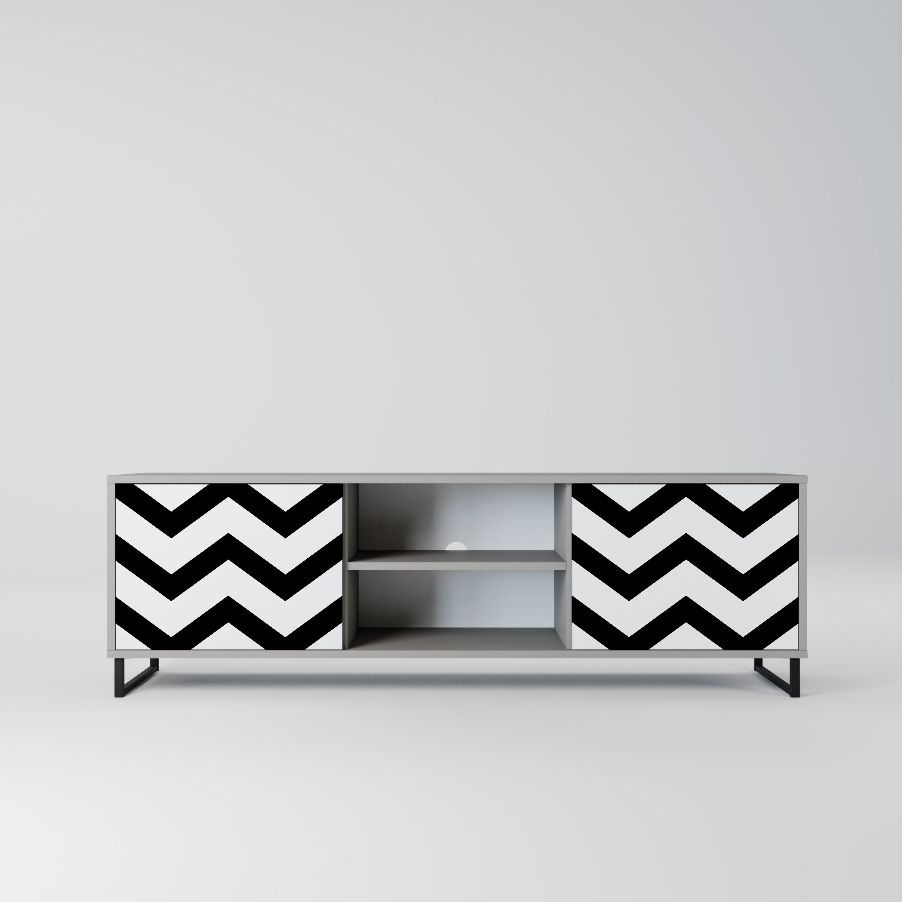 CLASSIC ZIG ZAG Szafka RTV 2-drzwiowa korpus Szary