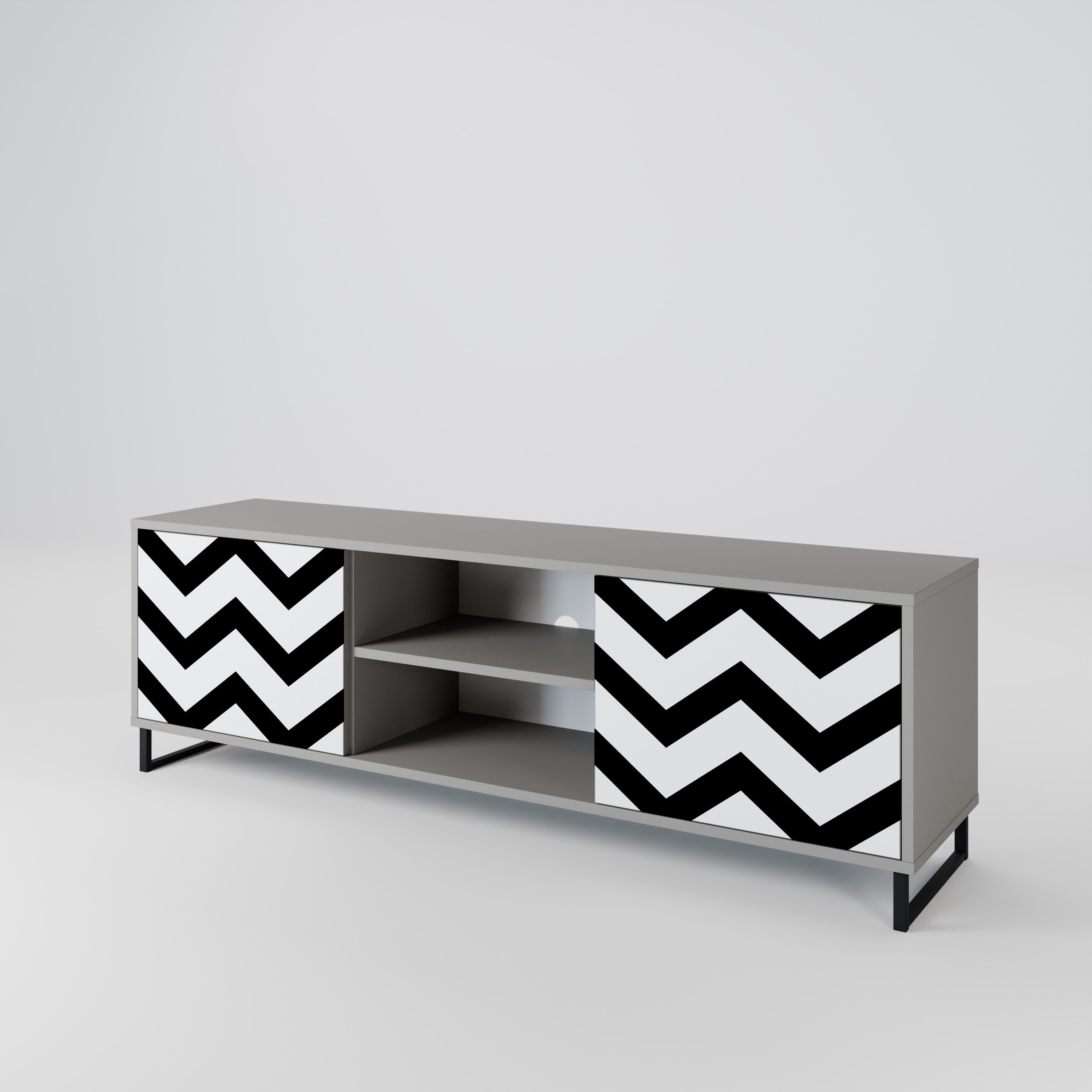 CLASSIC ZIG ZAG Szafka RTV 2-drzwiowa korpus Szary