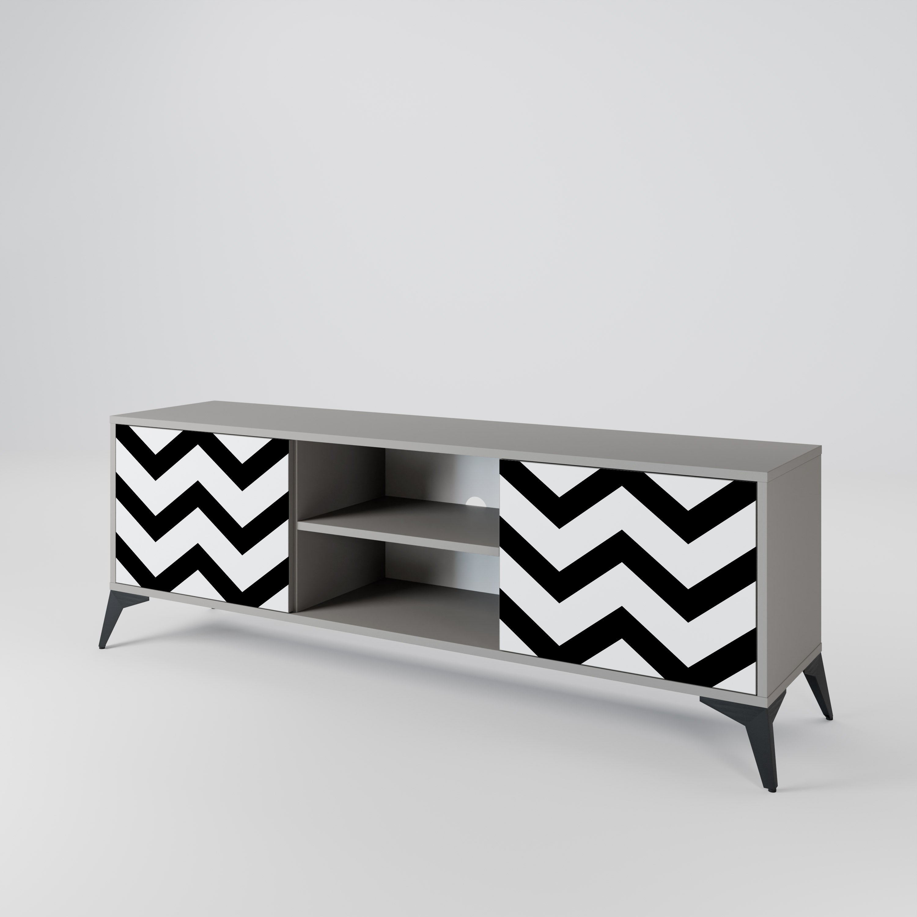 CLASSIC ZIG ZAG Szafka RTV 2-drzwiowa korpus Szary