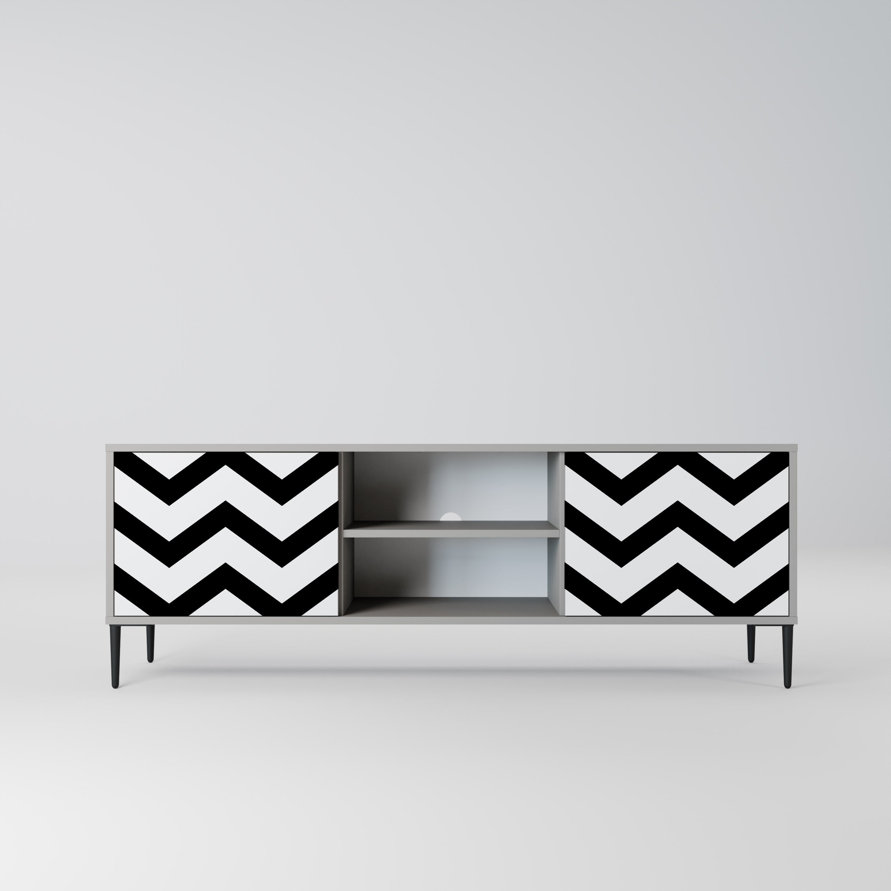 CLASSIC ZIG ZAG Szafka RTV 2-drzwiowa korpus Szary