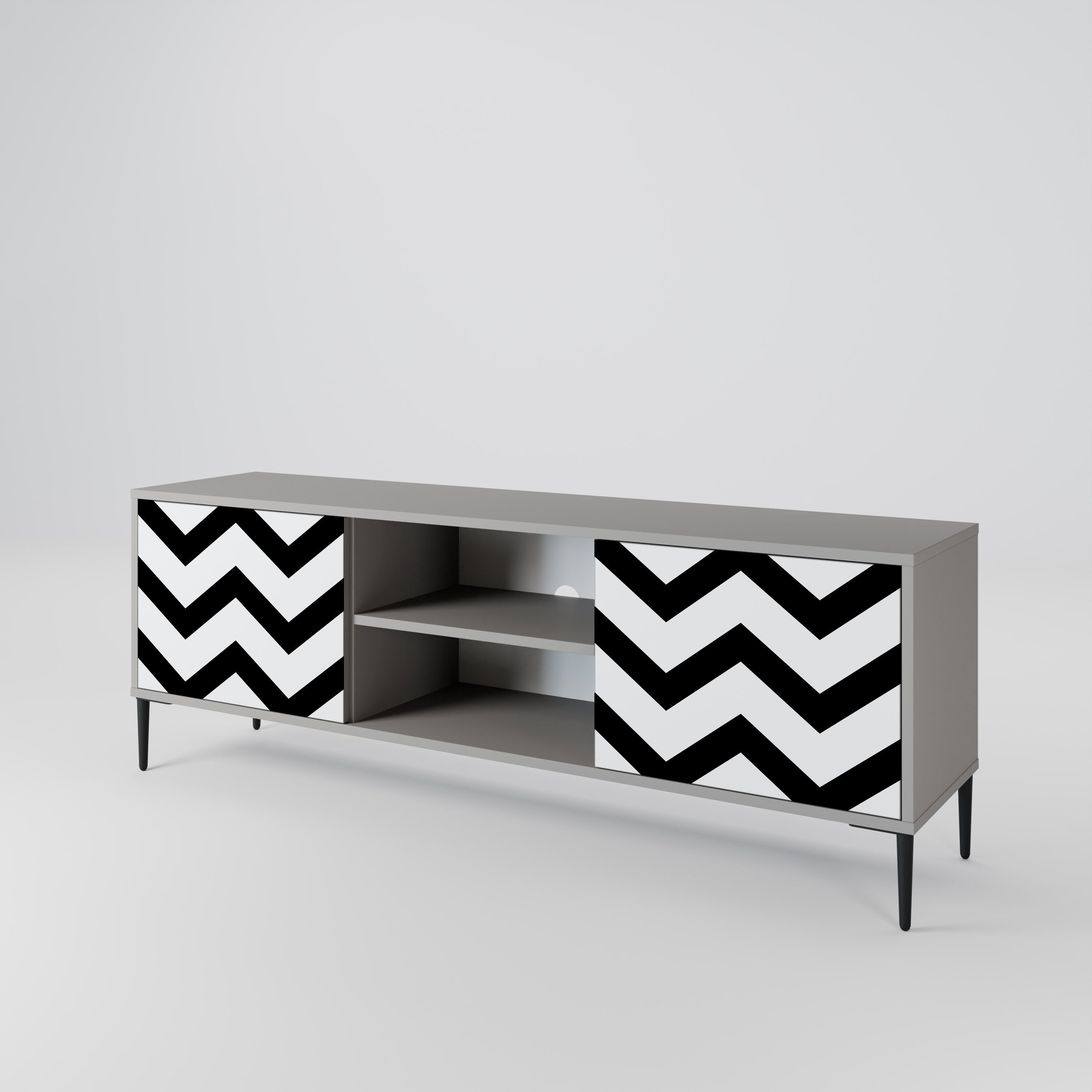 CLASSIC ZIG ZAG Szafka RTV 2-drzwiowa korpus Szary