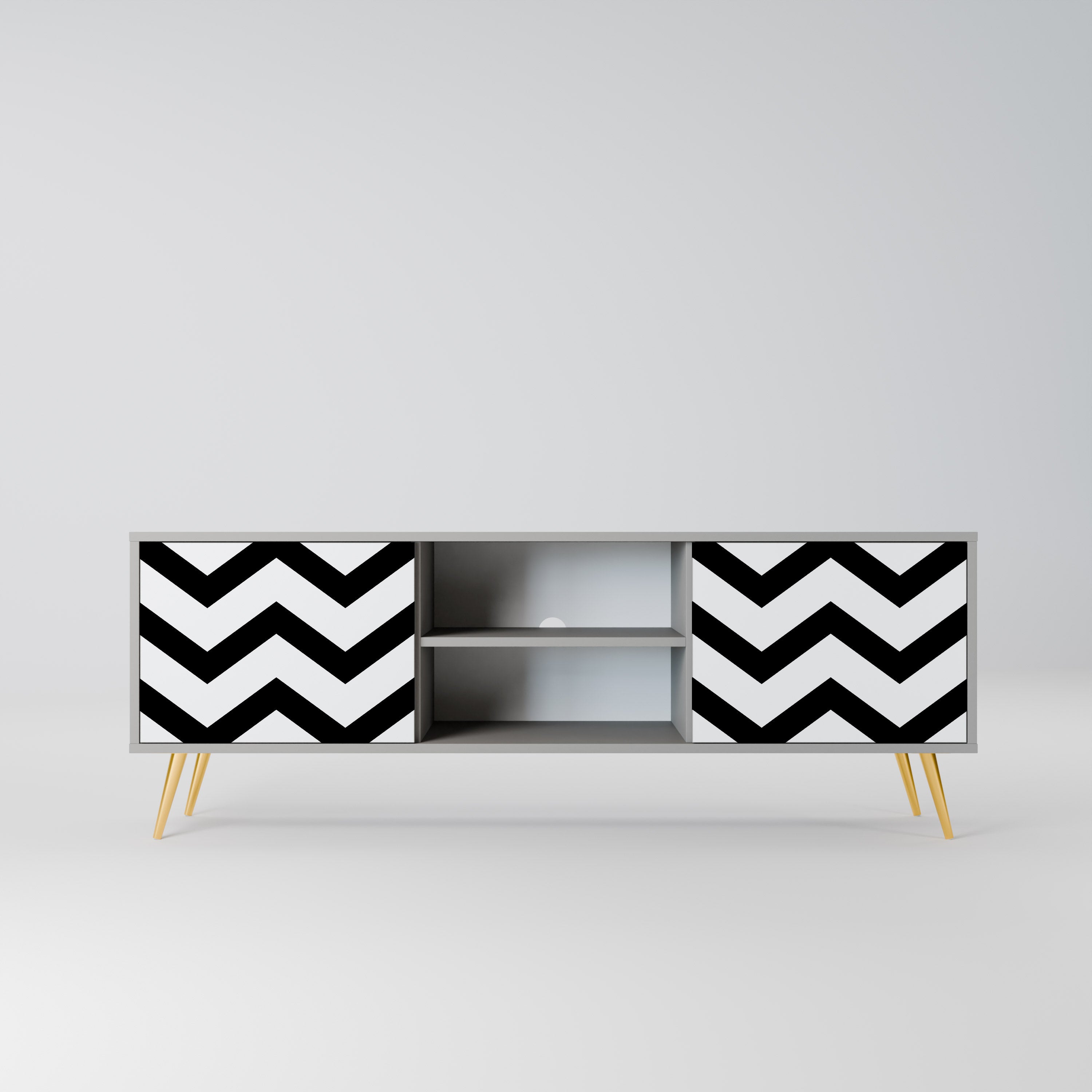 CLASSIC ZIG ZAG Szafka RTV 2-drzwiowa korpus Szary