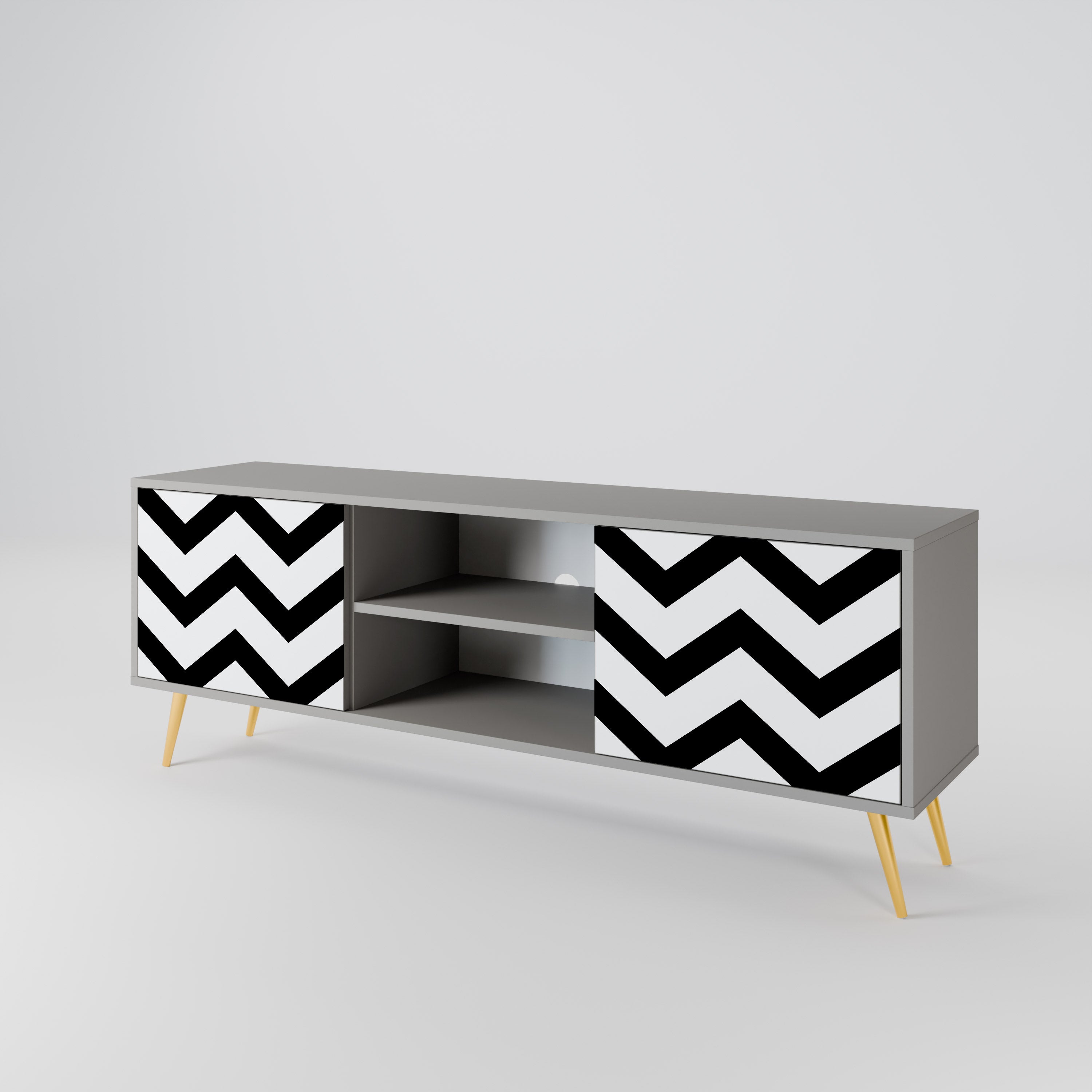 CLASSIC ZIG ZAG Szafka RTV 2-drzwiowa korpus Szary