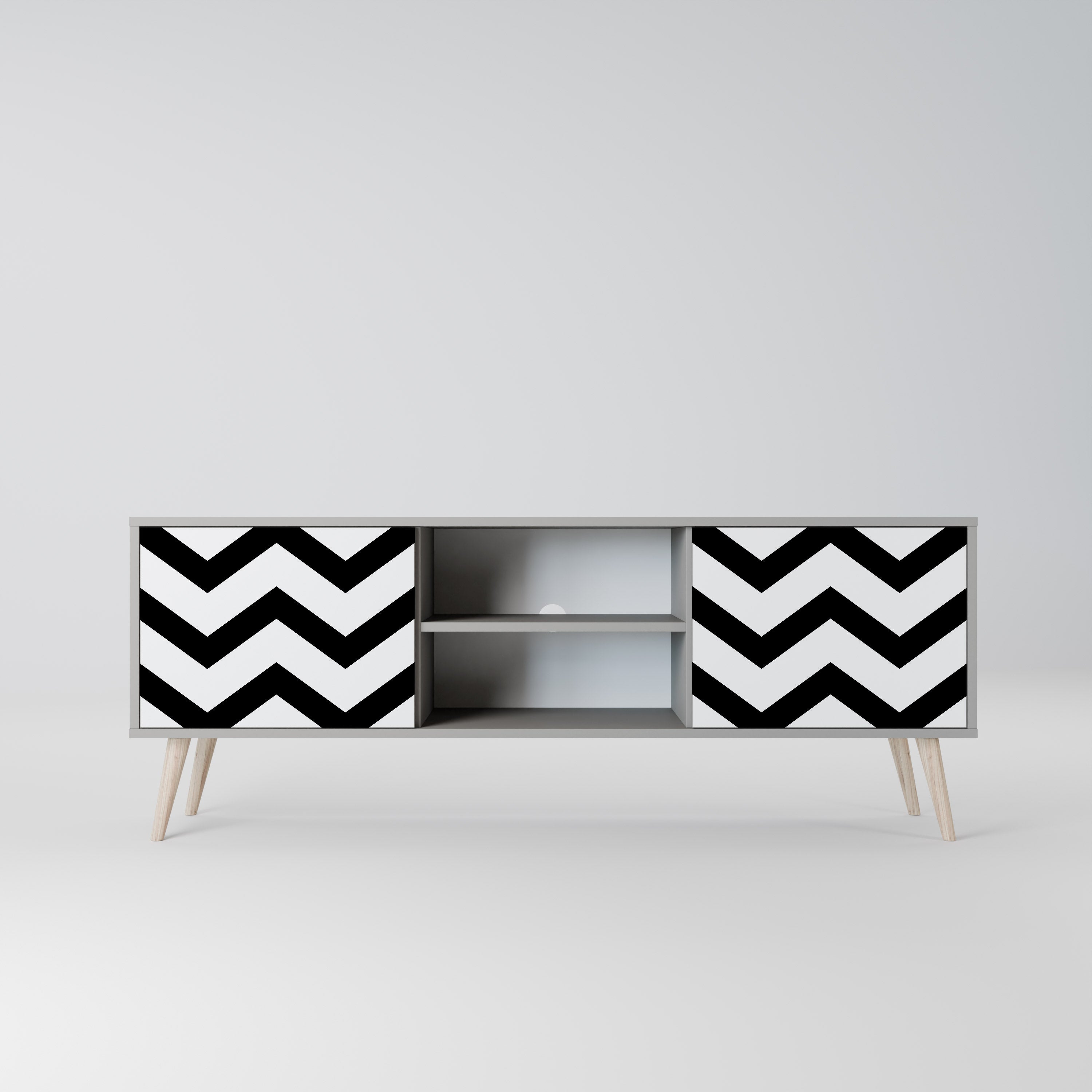 CLASSIC ZIG ZAG Szafka RTV 2-drzwiowa korpus Szary