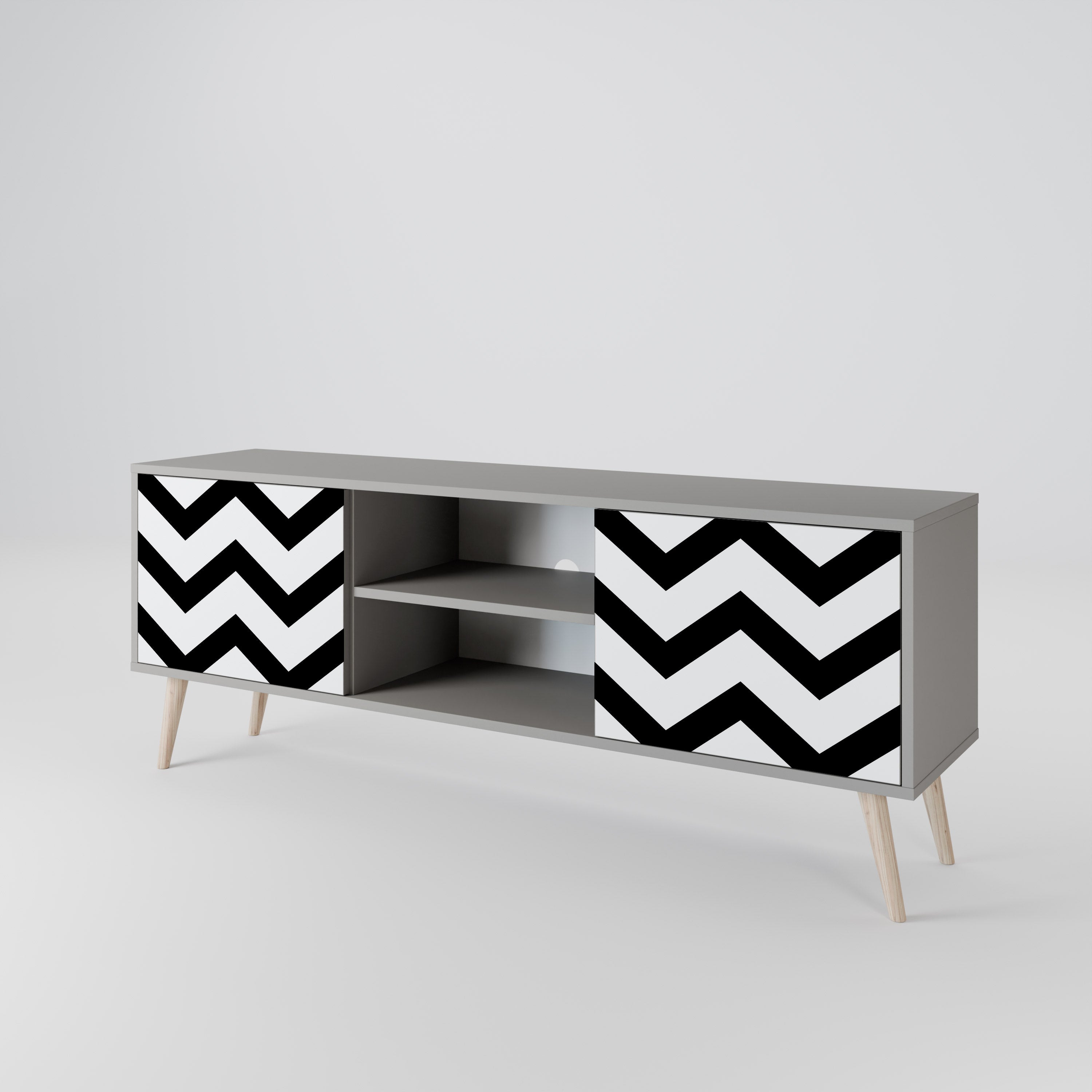 CLASSIC ZIG ZAG Szafka RTV 2-drzwiowa korpus Szary