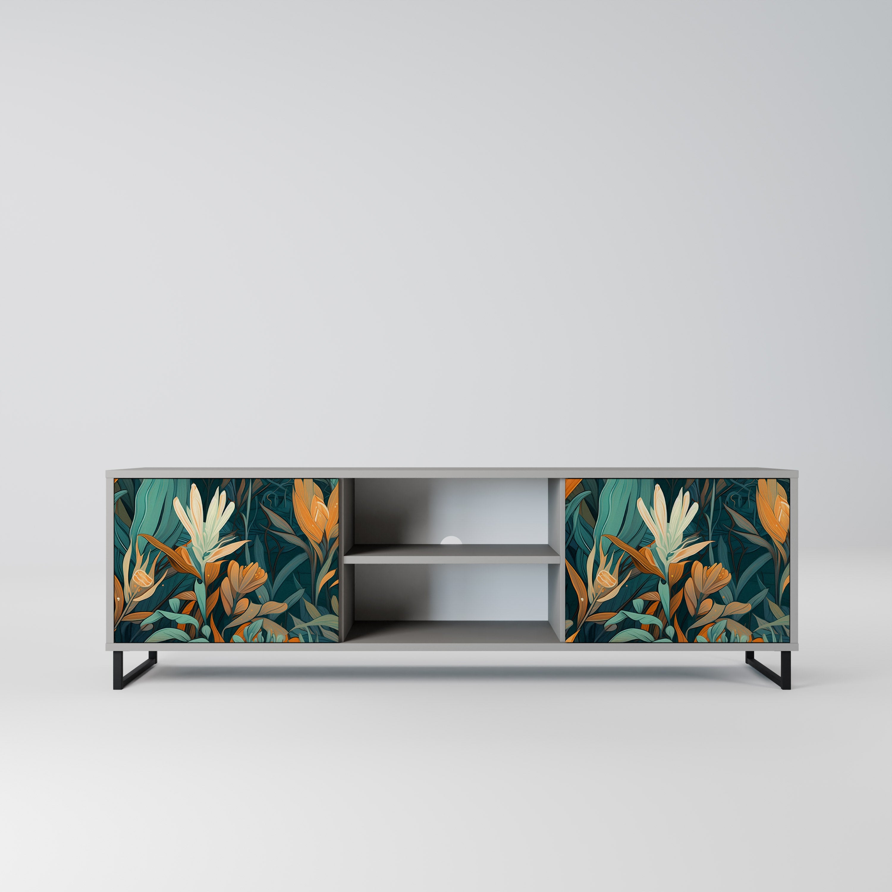 FLORAL SERENITY Szafka RTV 2-drzwiowa korpus Szary