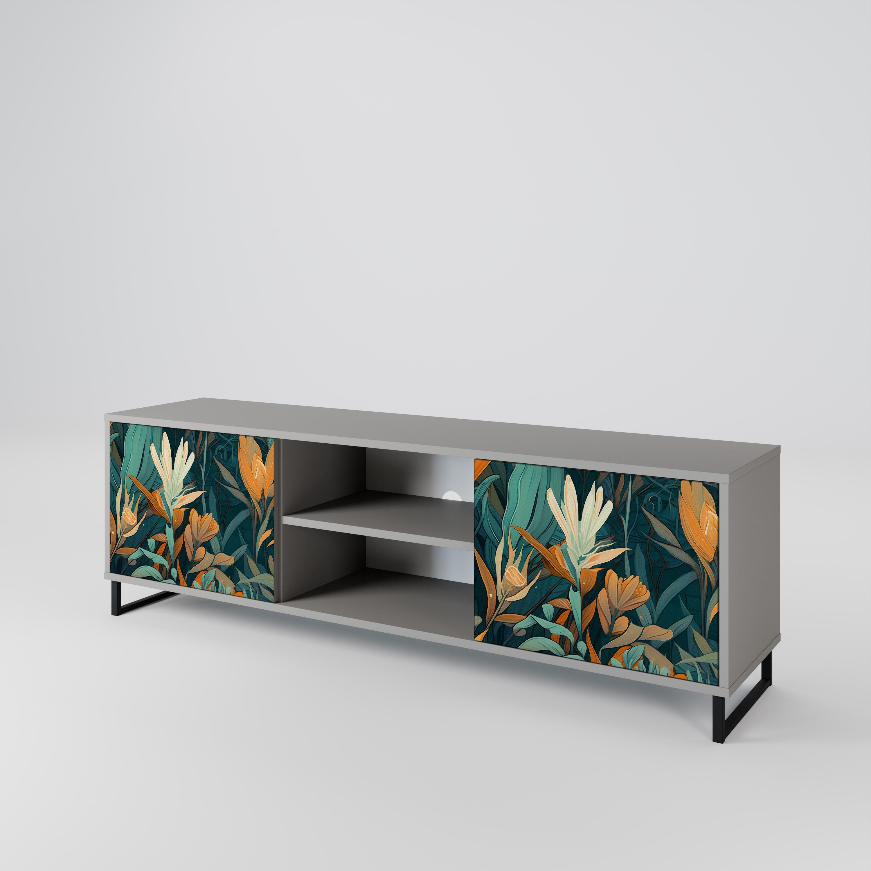 FLORAL SERENITY Szafka RTV 2-drzwiowa korpus Szary
