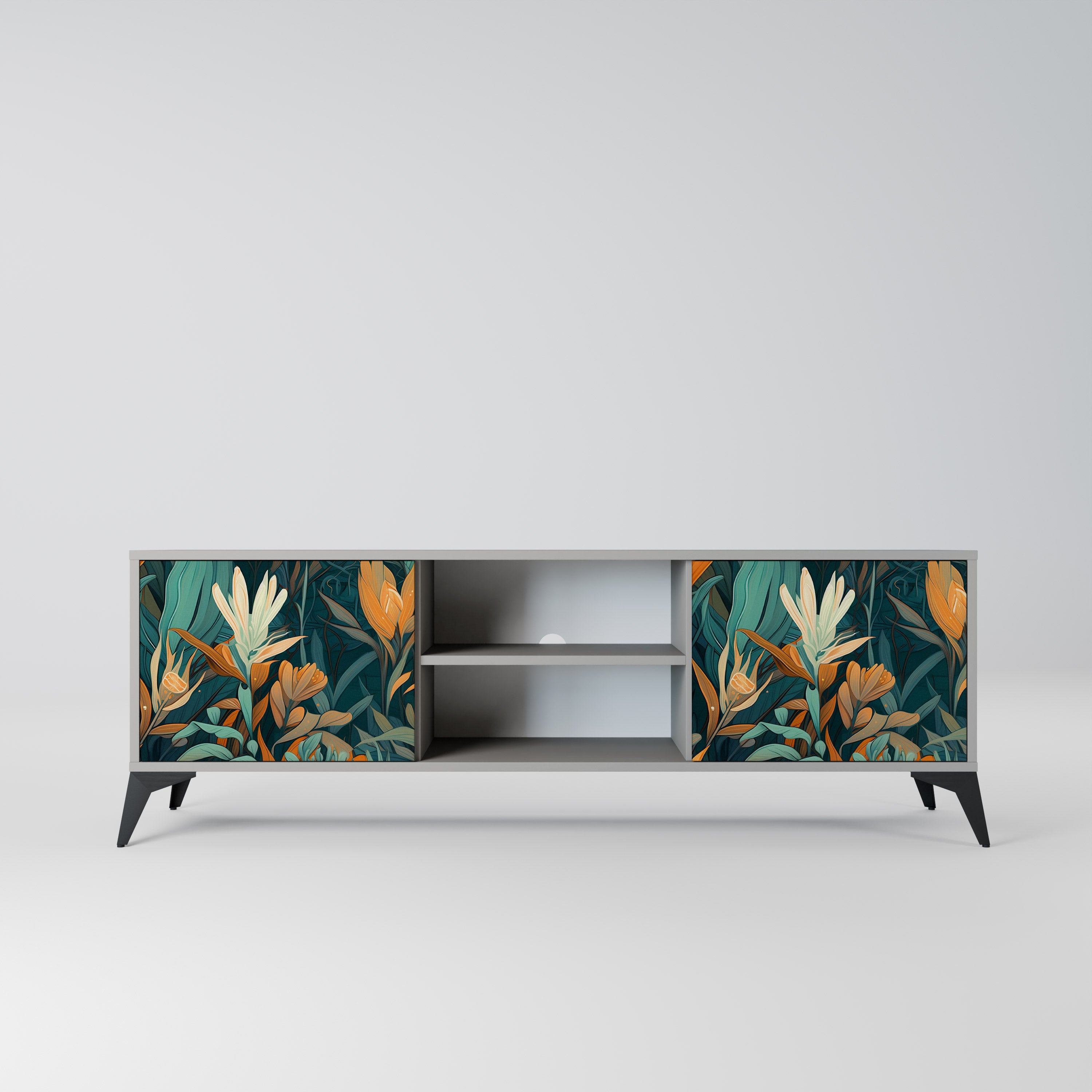 FLORAL SERENITY Szafka RTV 2-drzwiowa korpus Szary