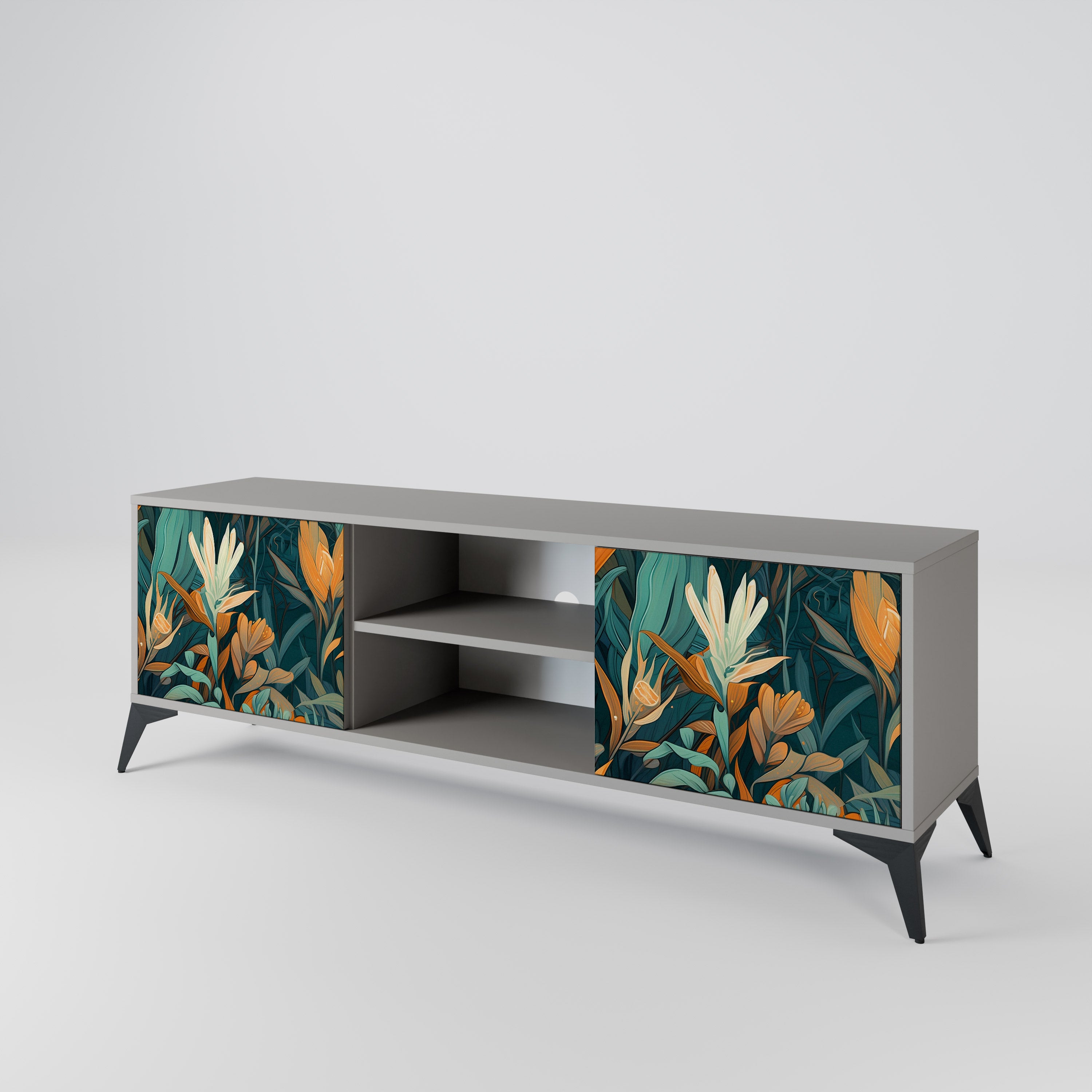 FLORAL SERENITY Szafka RTV 2-drzwiowa korpus Szary