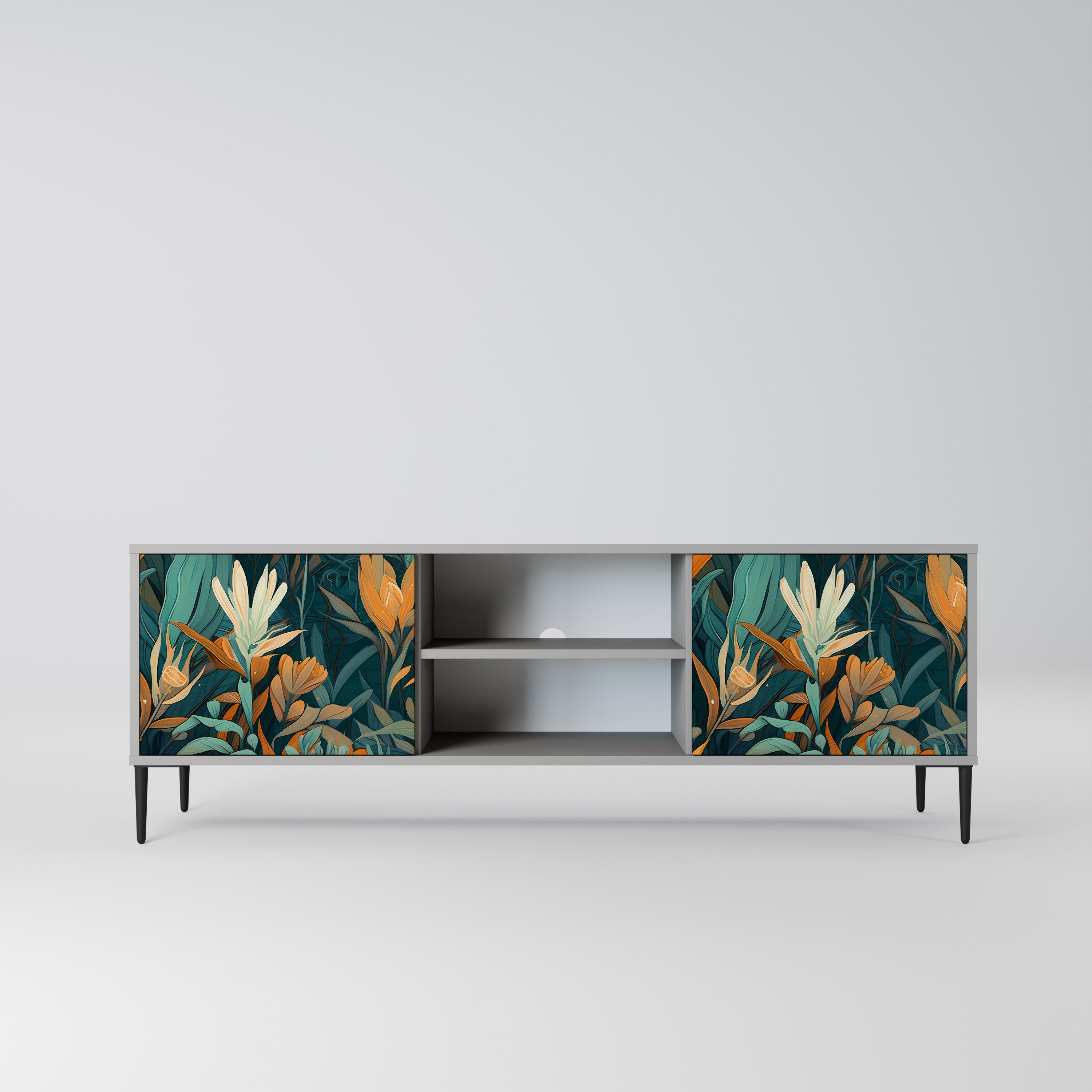 FLORAL SERENITY Szafka RTV 2-drzwiowa korpus Szary
