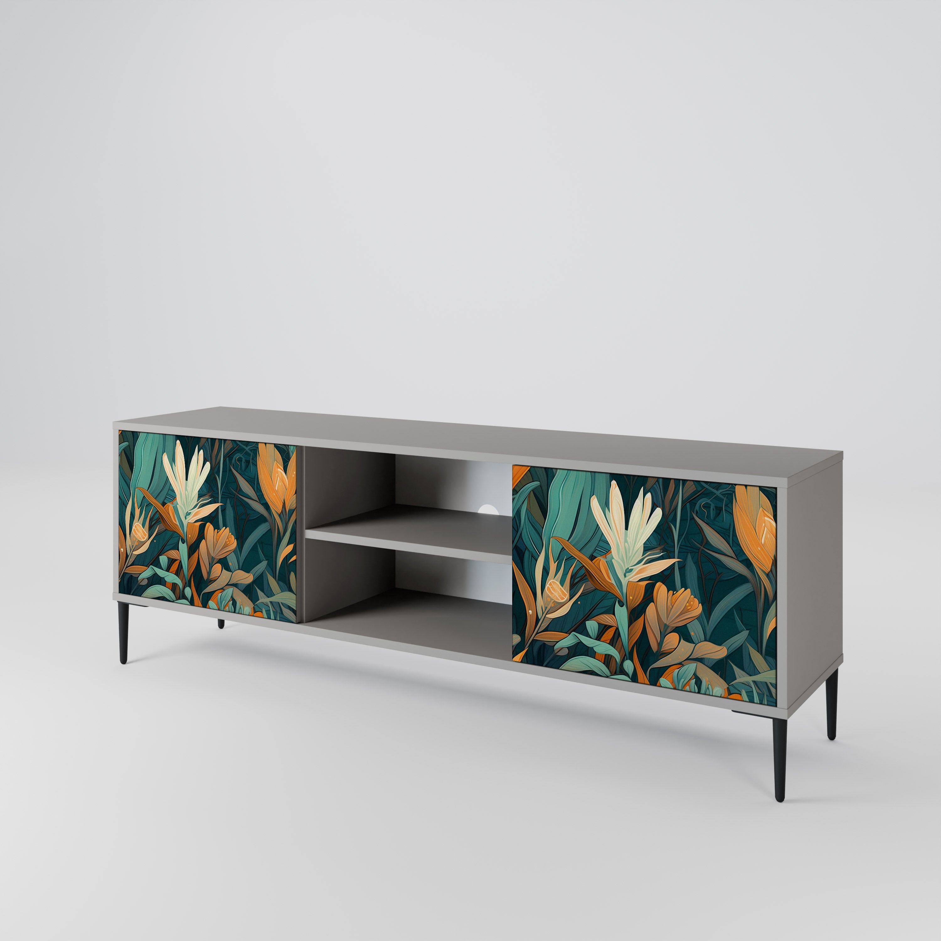 FLORAL SERENITY Szafka RTV 2-drzwiowa korpus Szary