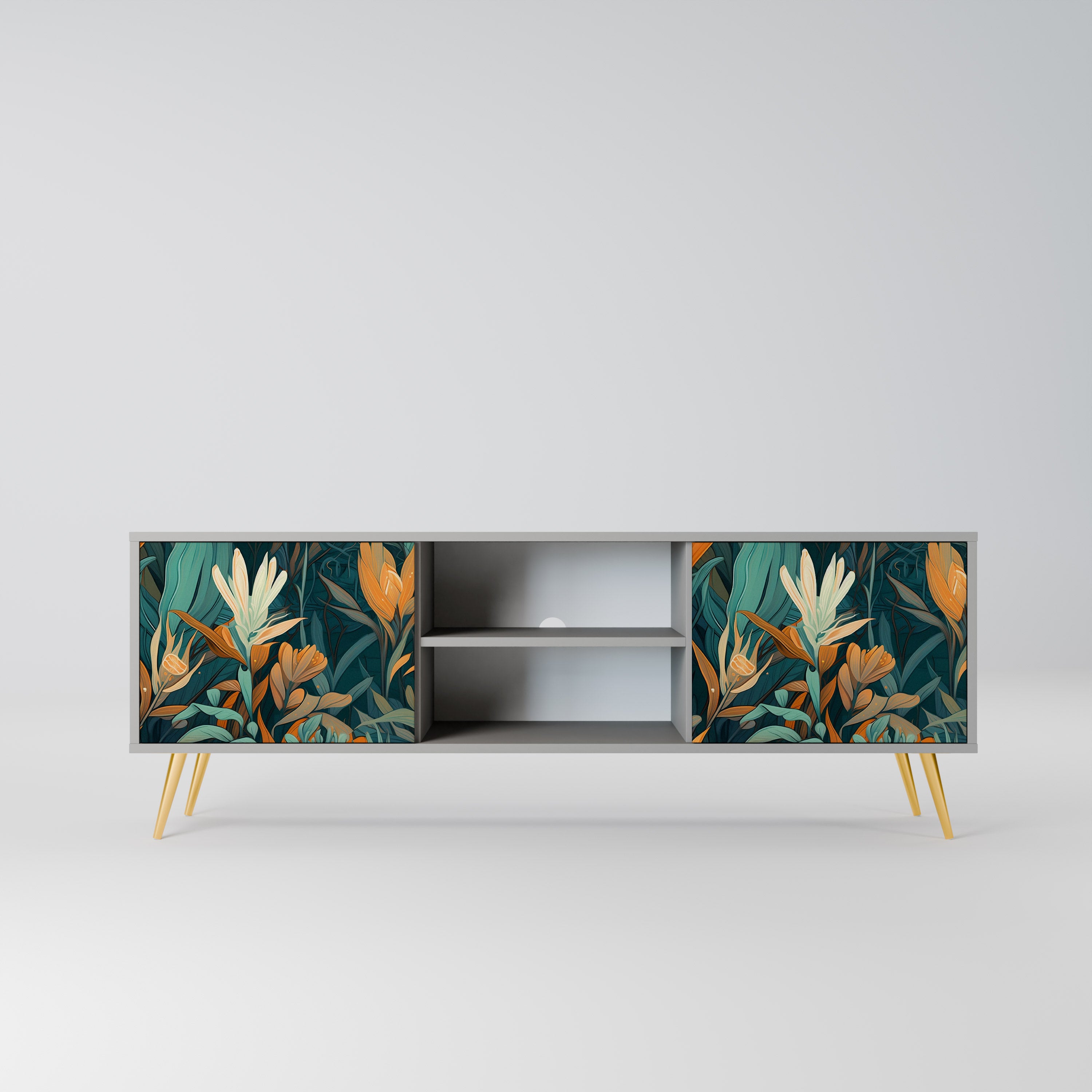 FLORAL SERENITY Szafka RTV 2-drzwiowa korpus Szary