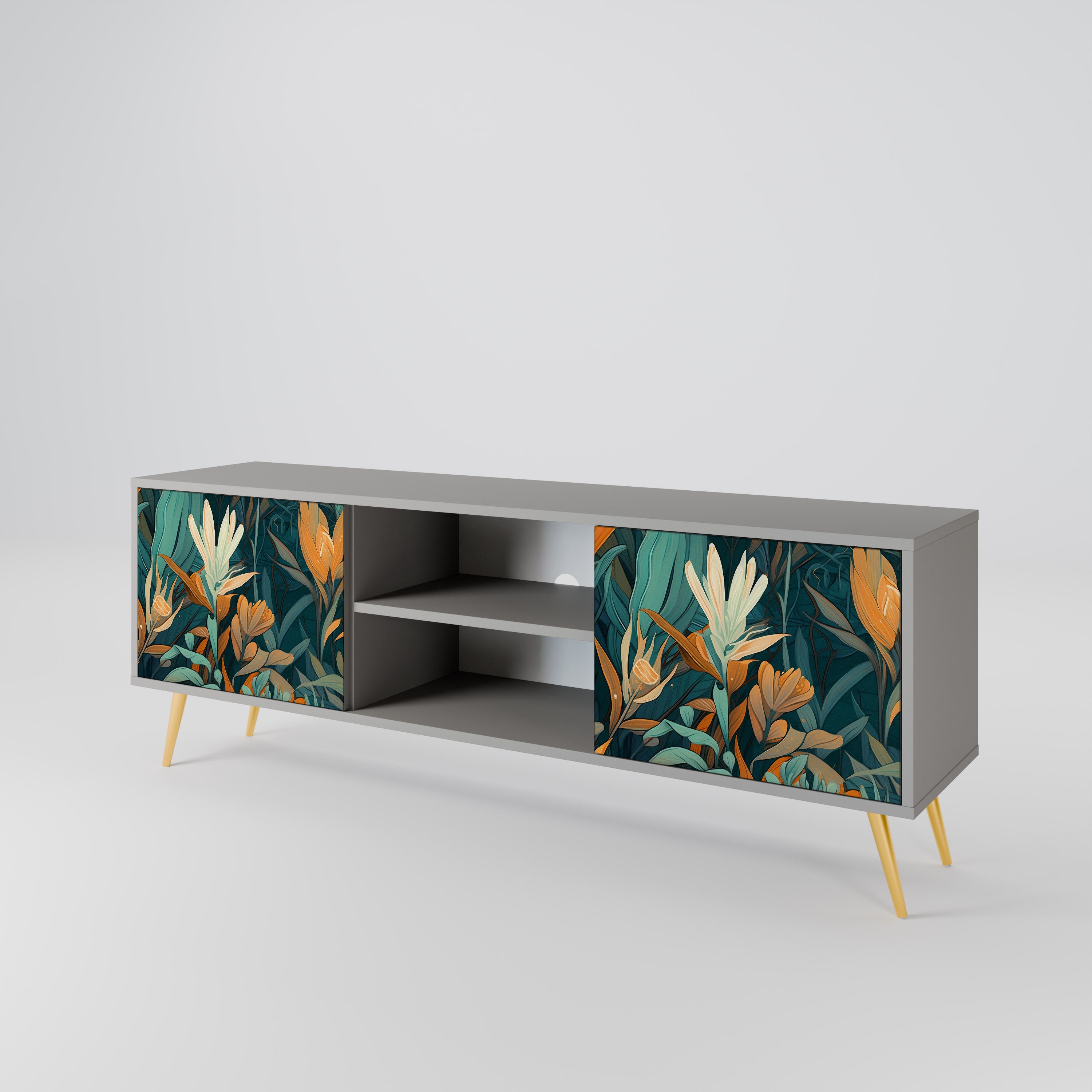 FLORAL SERENITY Szafka RTV 2-drzwiowa korpus Szary