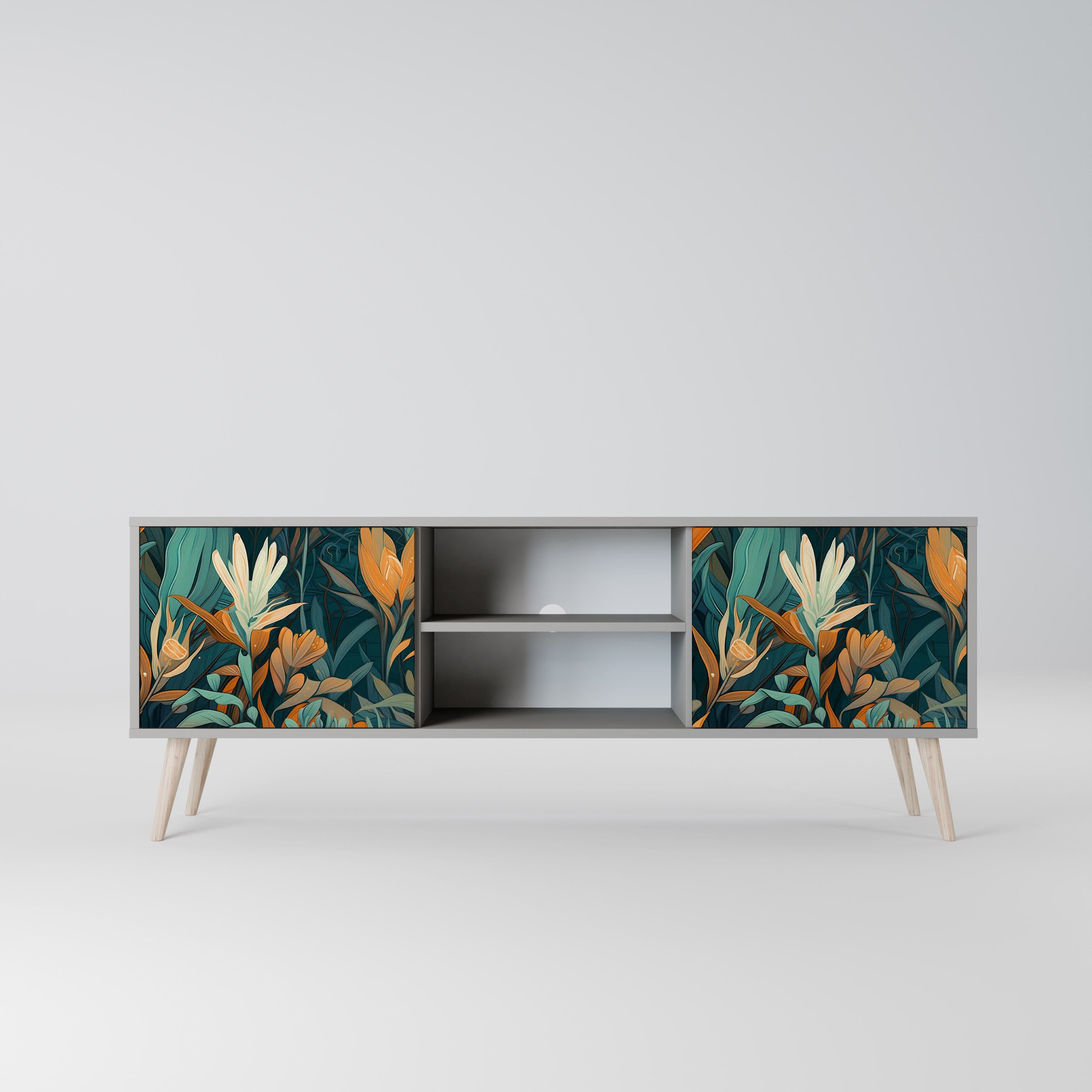 FLORAL SERENITY Szafka RTV 2-drzwiowa korpus Szary