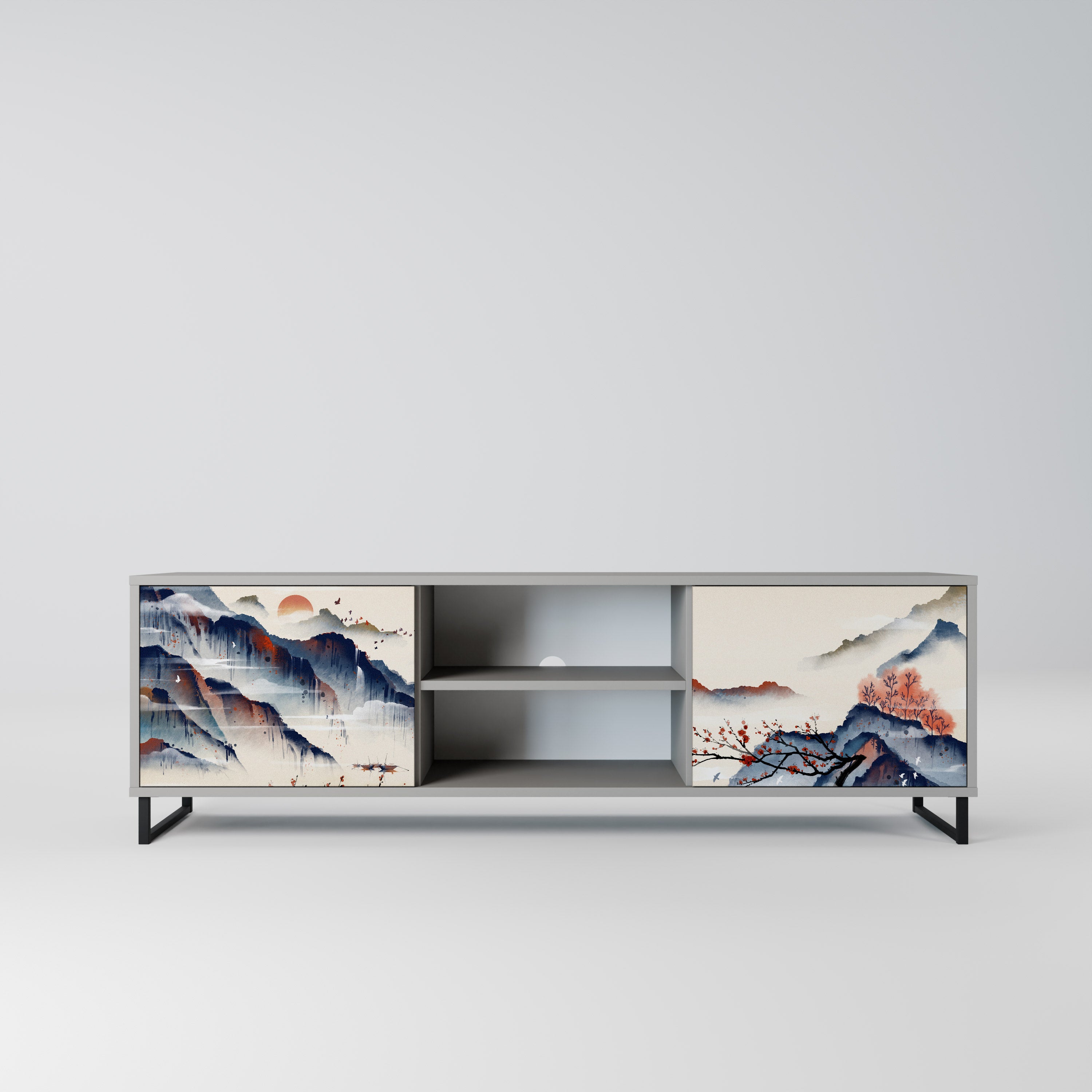 JAPANESE LANDSCAPE Szafka RTV 2-drzwiowa korpus Szary