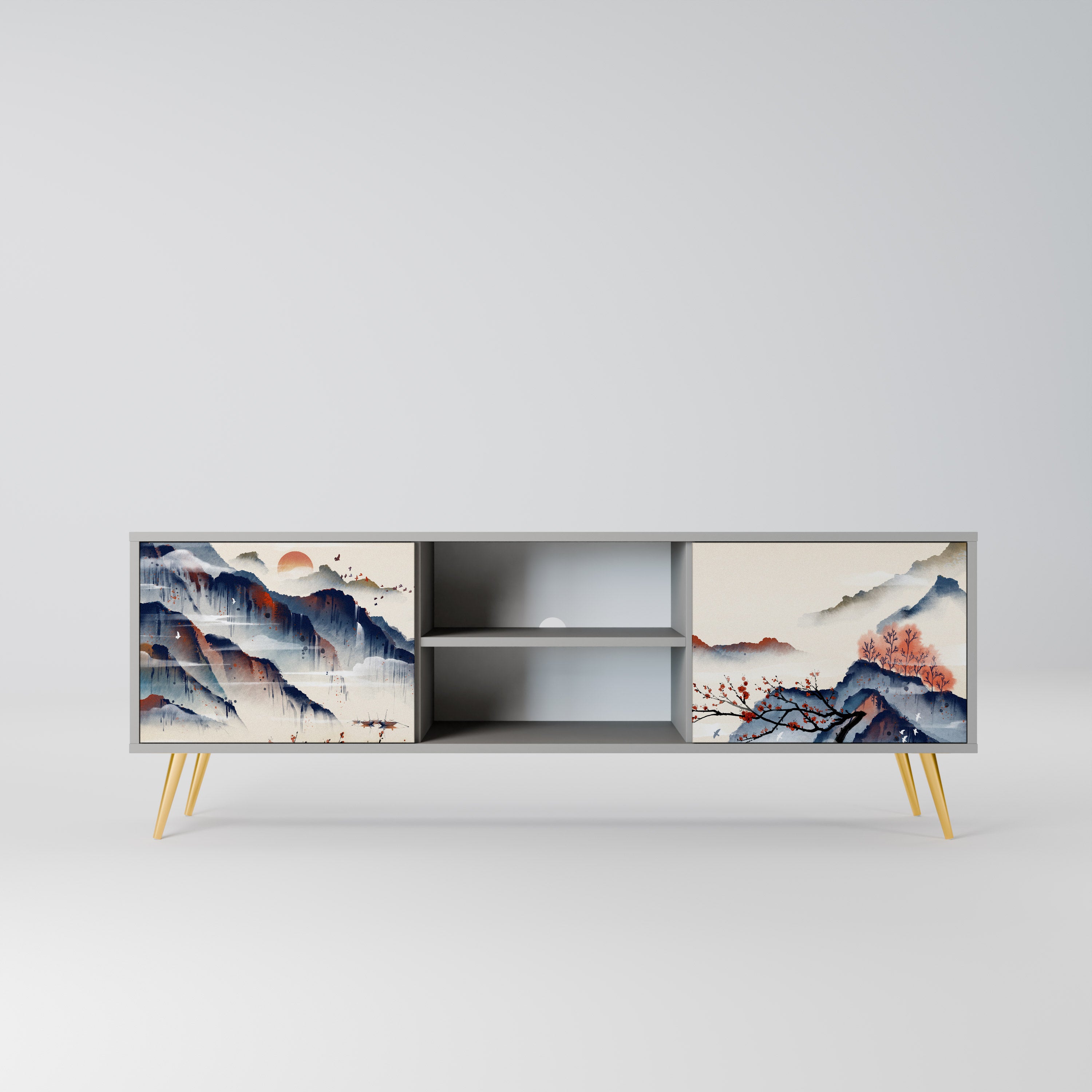 JAPANESE LANDSCAPE Szafka RTV 2-drzwiowa korpus Szary
