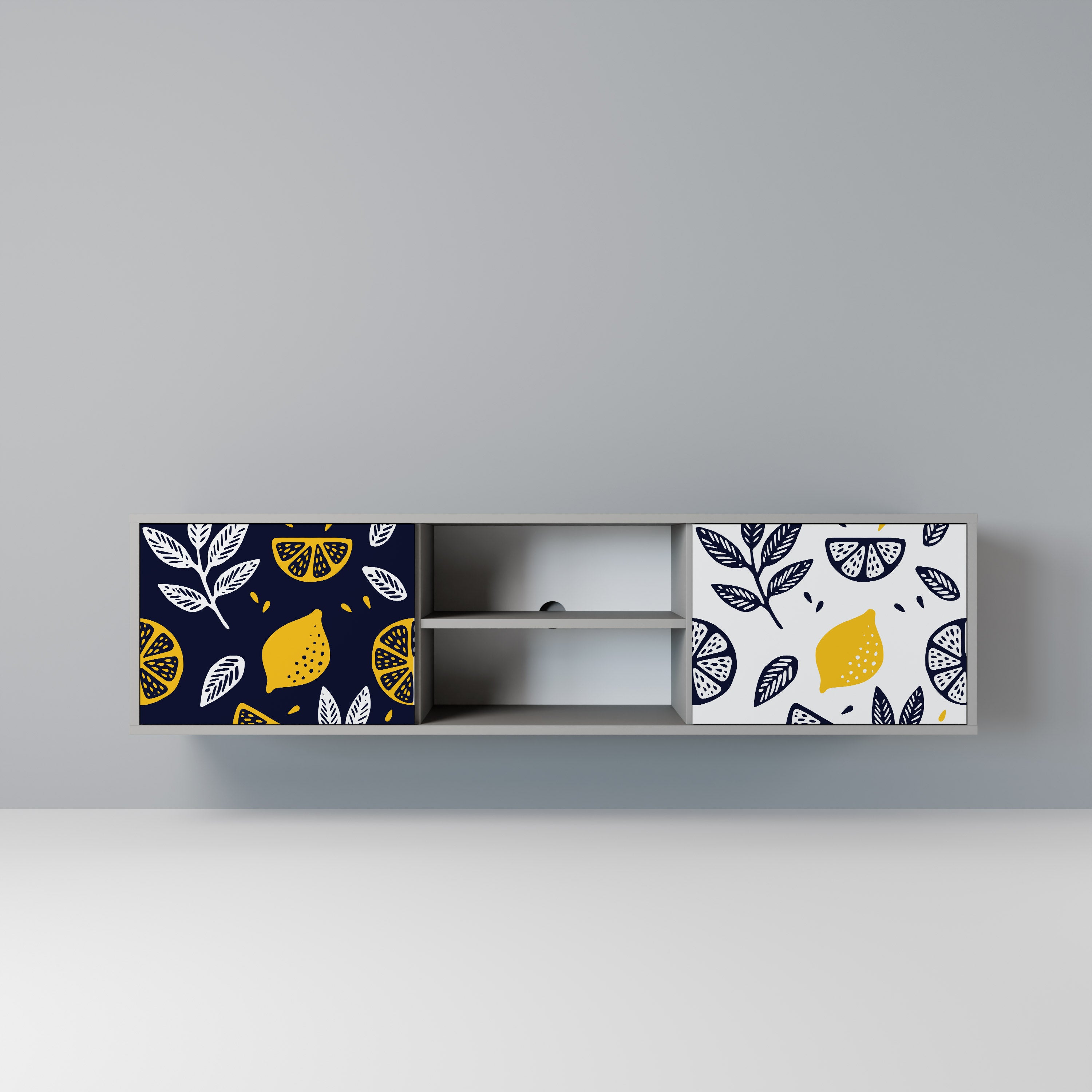 CITRUS BLACK AND WHITE Szafka RTV 2-drzwiowa korpus Szary