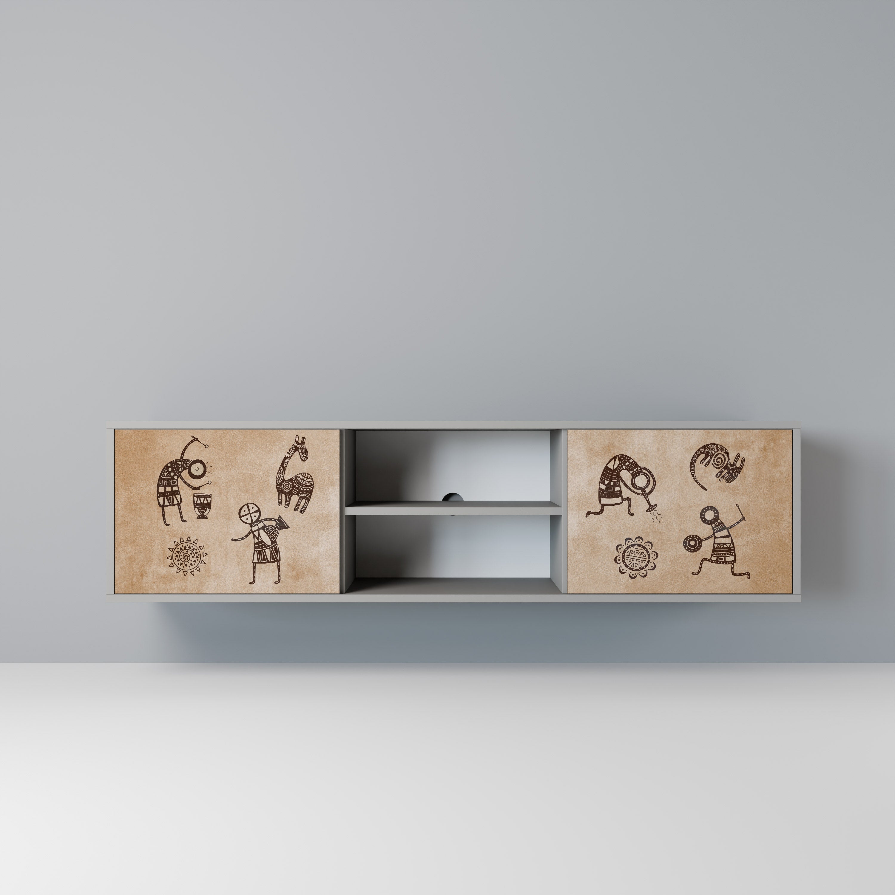 AFRICAN STYLE Szafka RTV 2-drzwiowa korpus Szary